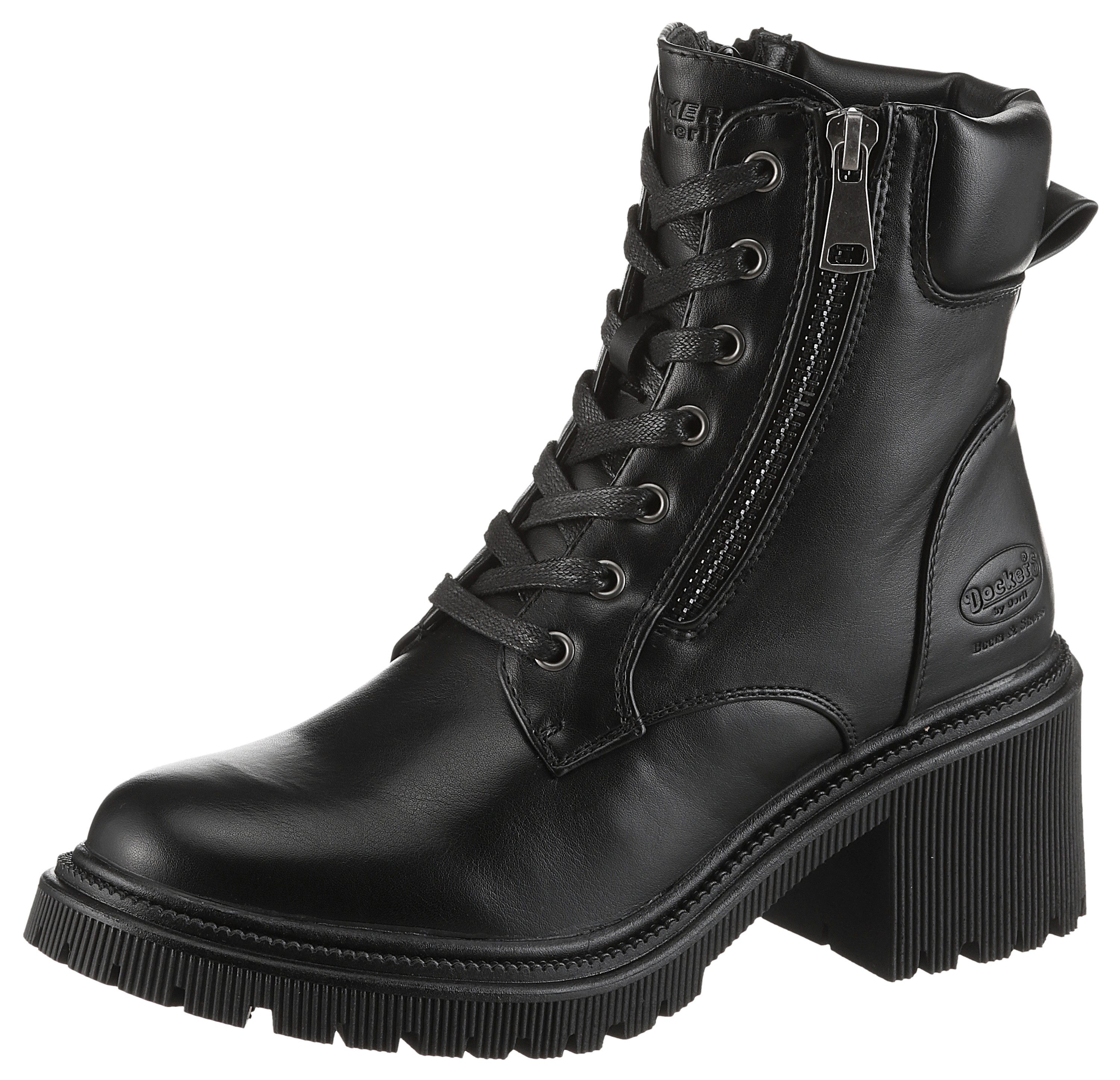 Dockers by Gerli Schnürstiefelette Biker Boots mit Reißverschluss günstig online kaufen