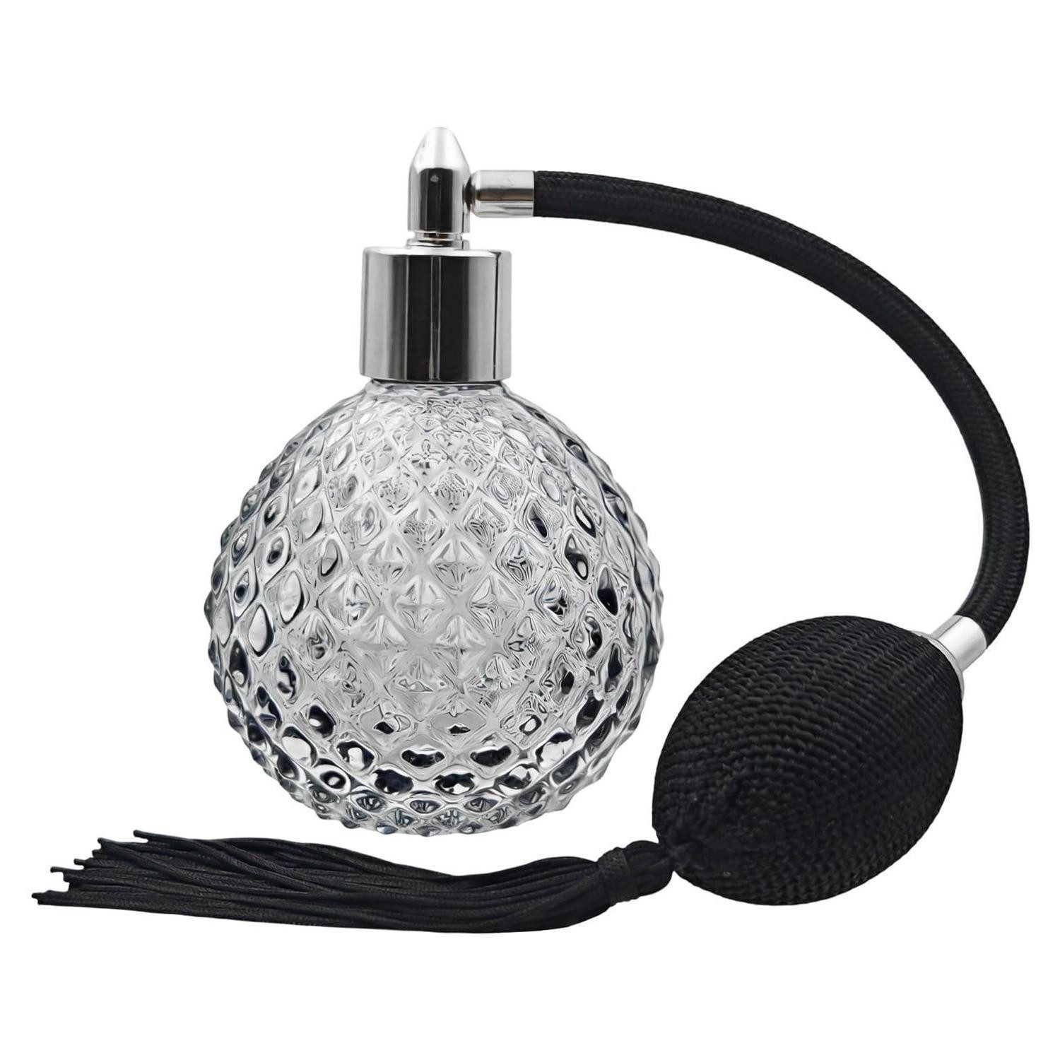 LuxusKollektion Parfümzerstäuber Parfümflasche Nachfüllbar 80ml Schwarz-Silber Retro