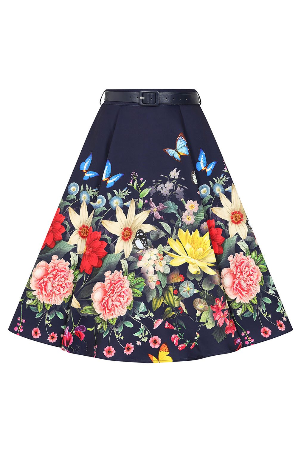 Hearts & Roses London A-Linien-Rock Butterfly Meadow Floral Blumen Vintage günstig online kaufen
