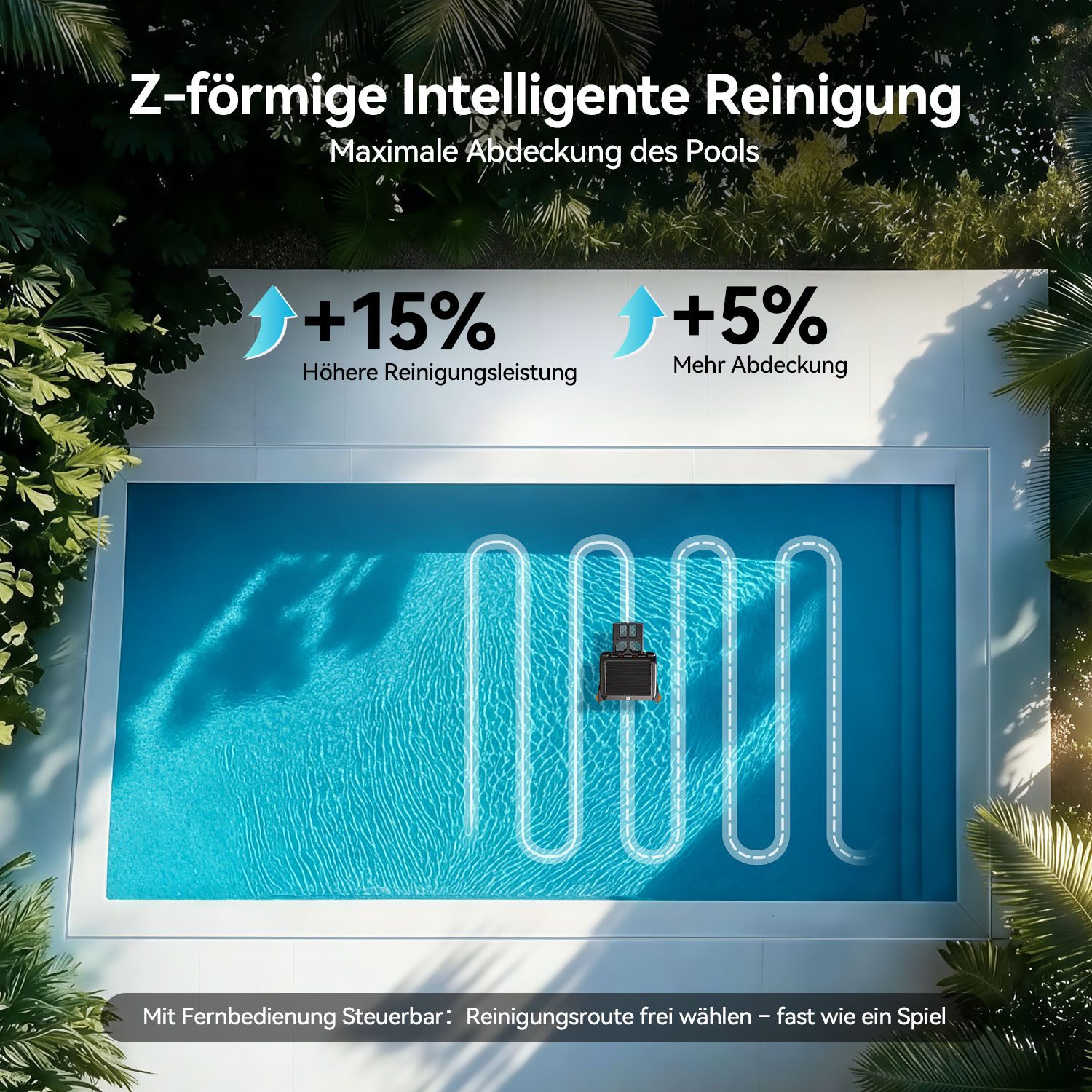redroad Poolroboter 2026 Solar Skimmer Roboter Poolreiniger Akku Selbstparkend bis 300m², 6900mAh/6L/180μm/IPX8/Solar Skimmer Roboter Poolreiniger – Bild 5 von 5