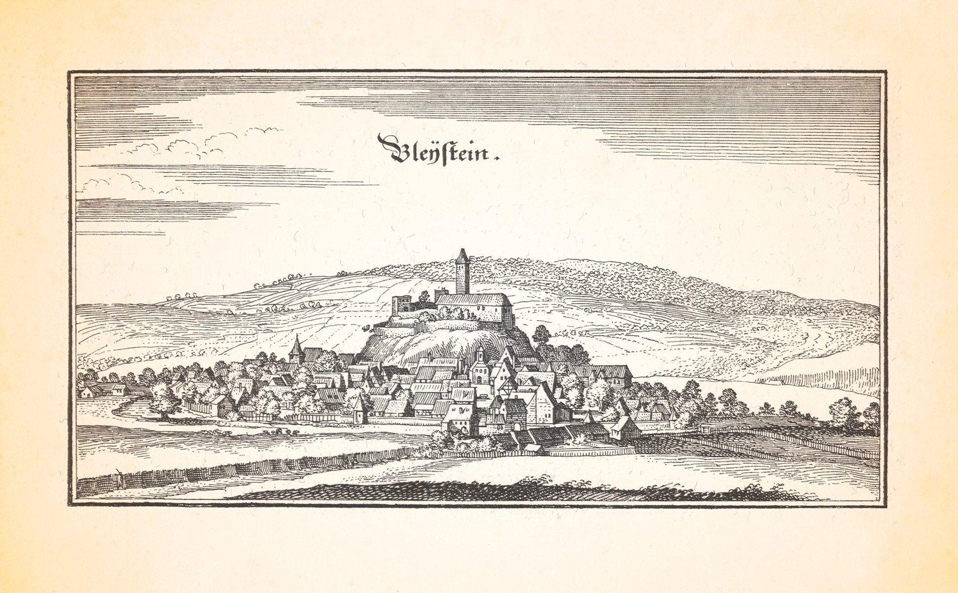 Kunstdruck Pleystein Oberpfalz Stadtpfarrkirche St. Sigismund Burg Kupferstich Me