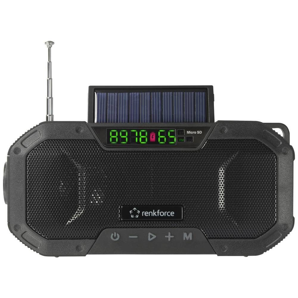 Renkforce Tragbares AM/FM wiederaufladbar, Radio Solarpanel, Handkurbel, Taschenlampe) (wiederaufladbar, Radio