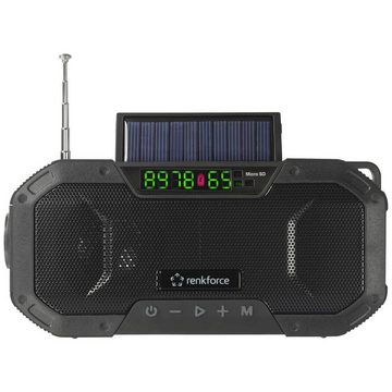 Renkforce Tragbares AM/FM Radio, wiederaufladbar, Radio (wiederaufladbar, Solarpanel, Handkurbel, Taschenlampe)