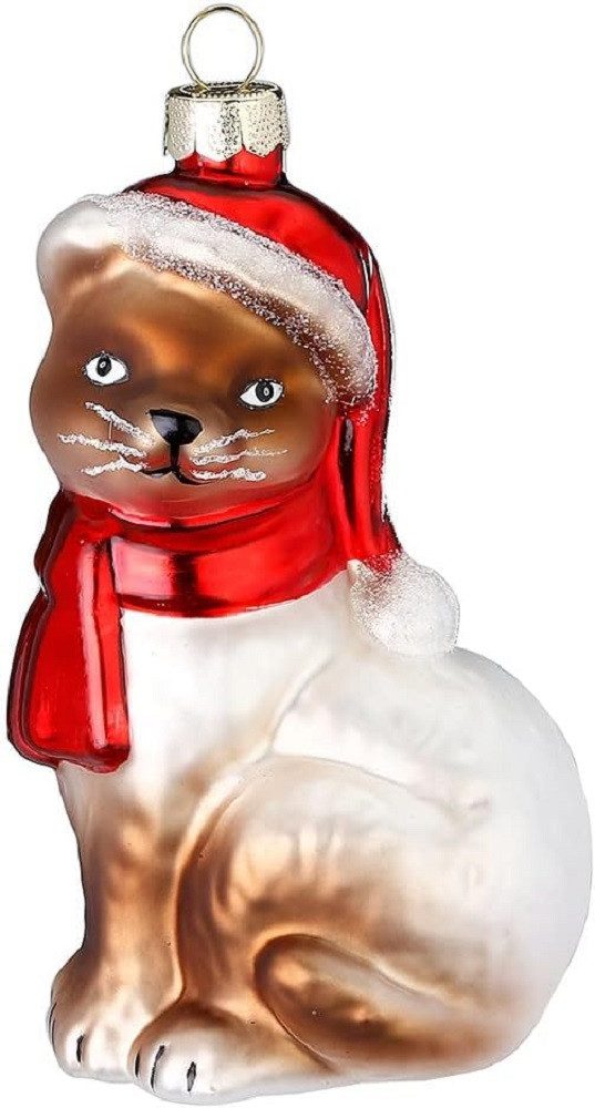 INGE-GLAS® Christbaumschmuck Christbaumschmuck Katze mit Mütze und Schal Gl günstig online kaufen