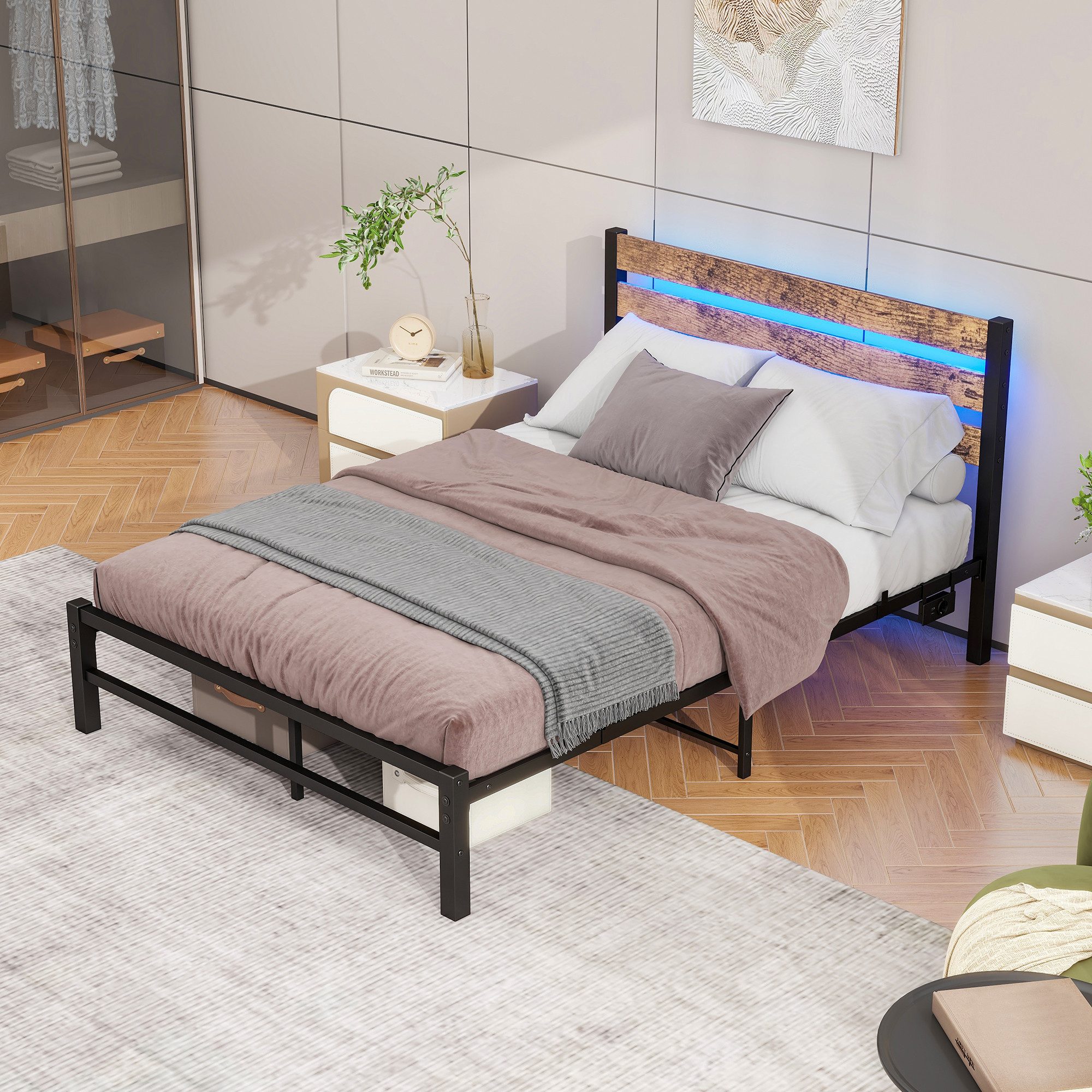 HOMERECOMMEND Metallbett mit MDF-Kopfteil, Lattenrost, mit günstig online kaufen