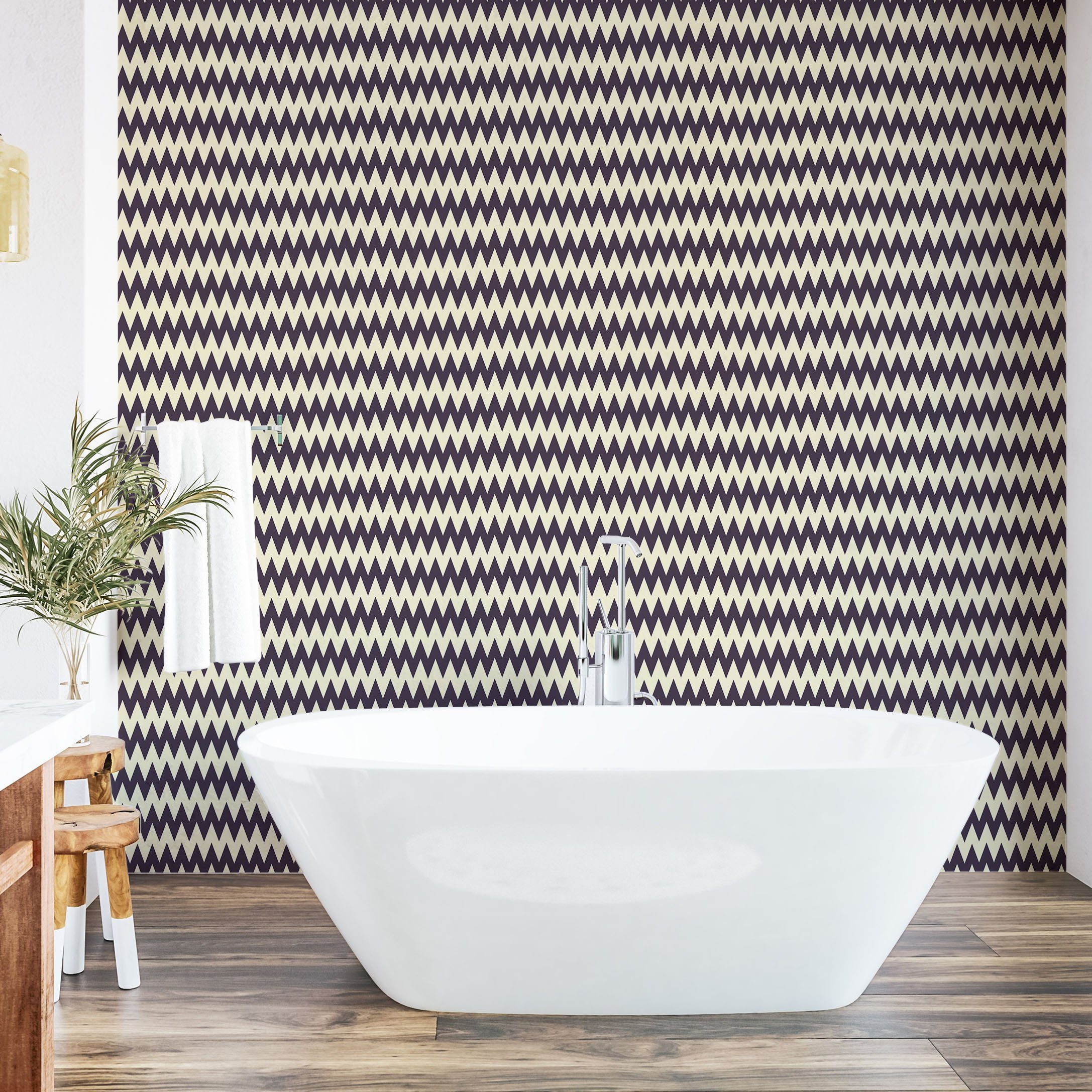 Abakuhaus Vinyltapete selbstklebendes Wohnzimmer Küchenakzent, Grenzen Sie Zigzags Sharp Winkel