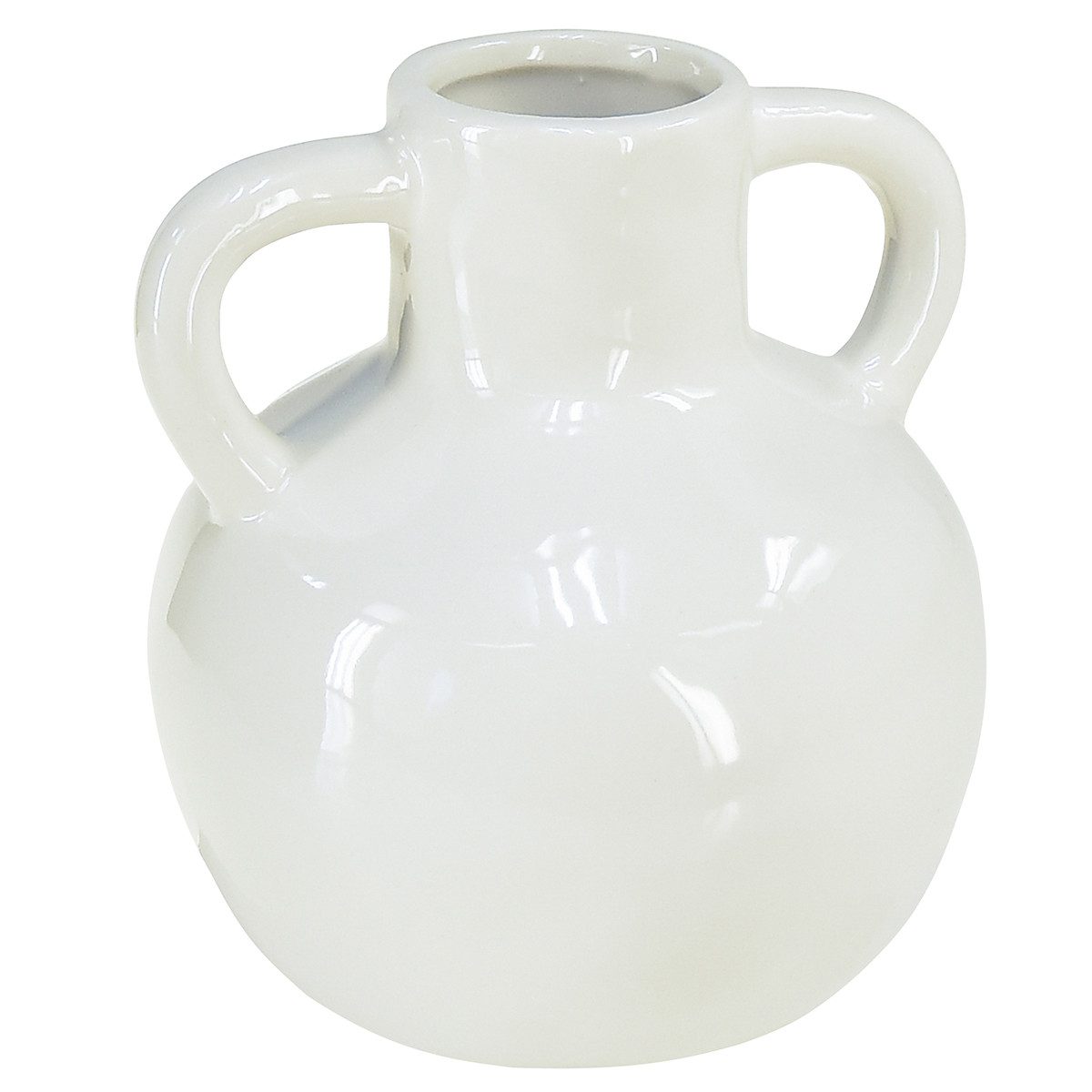 Posiwio Übertopf Keramikvase Weiß mit 2 Henkeln Minivase Krug Deko Ø7cm H11,5cm