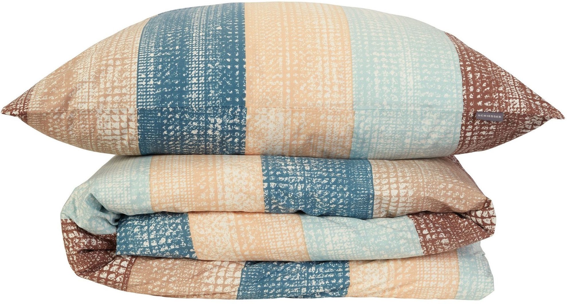 Schiesser Bettwäsche Emilia aus weicher Baumwolle und texturierten Streifen, Renforcé, 2 teilig, OEKO-TEX® MADE IN GREEN