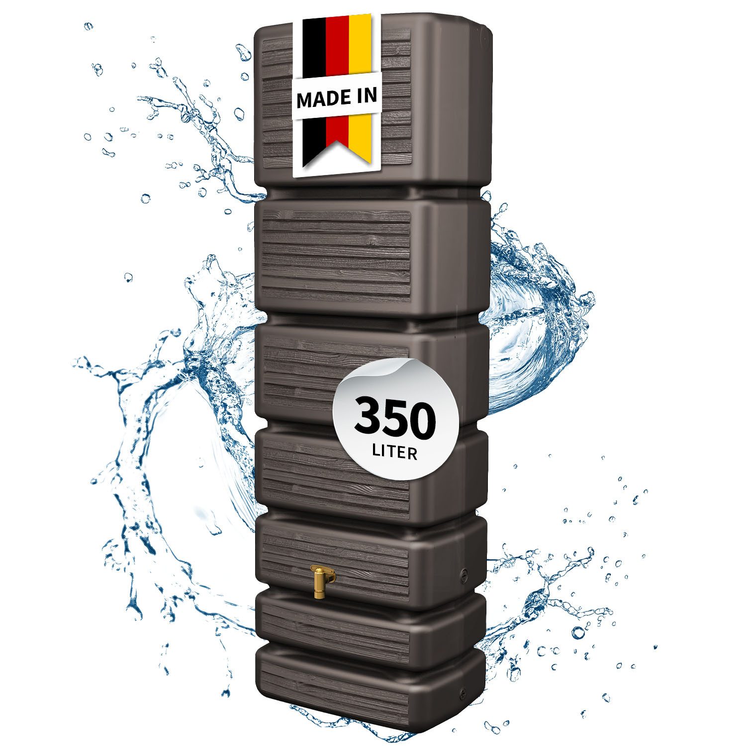 4rain Regentonne SLIM WOOD DECOR Wandtank 350 Liter darkwood, 350 l