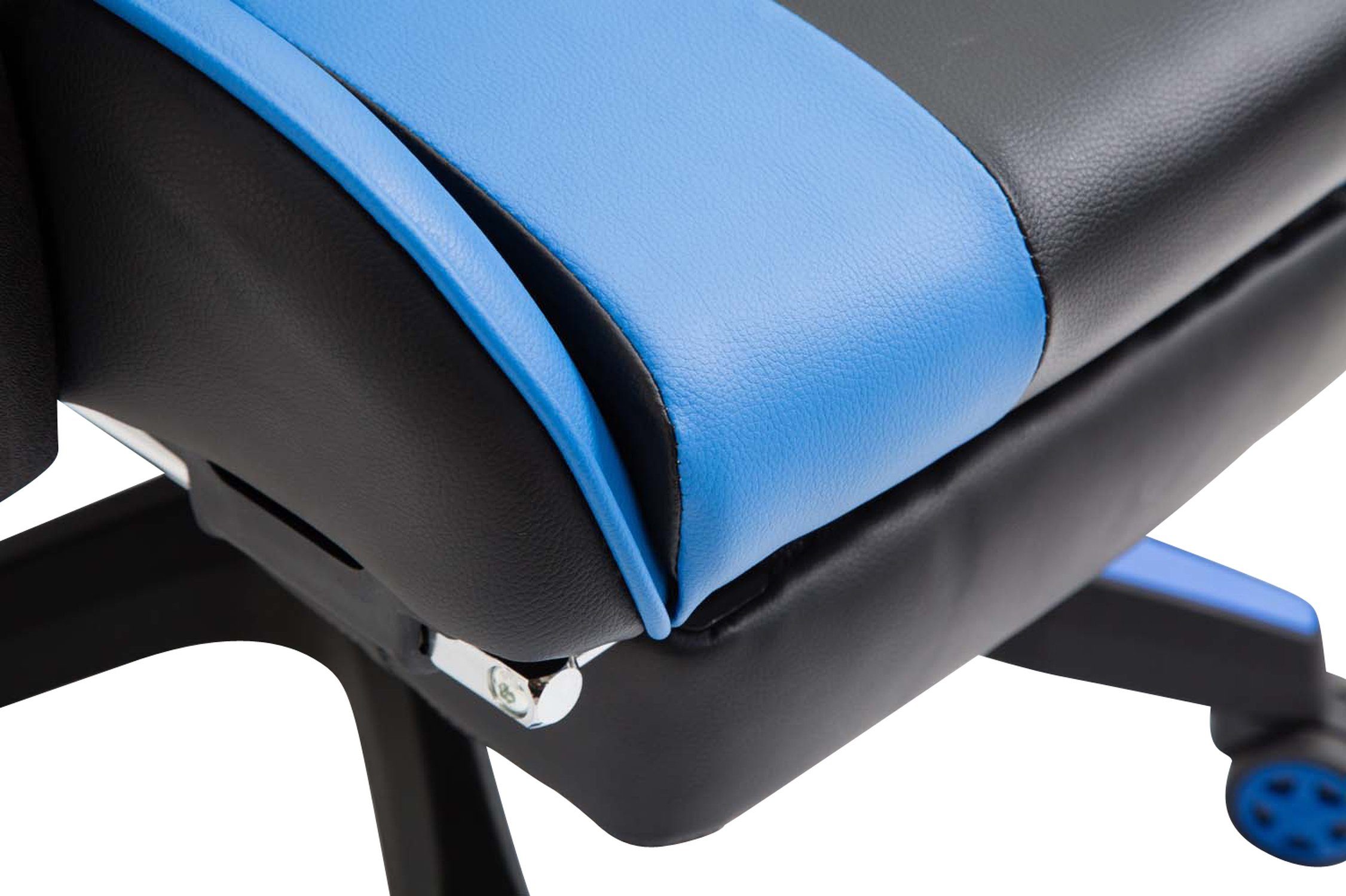 Kunstleder Kunststoff Drehstuhl, TPFLiving schwarz/blau - Gaming-Stuhl mit - drehbar 360° Gestell: Chefsessel, (Schreibtischstuhl, und Sitz: bequemer Konferenzstuhl), India höhenverstellbar Rückenlehne schwarz