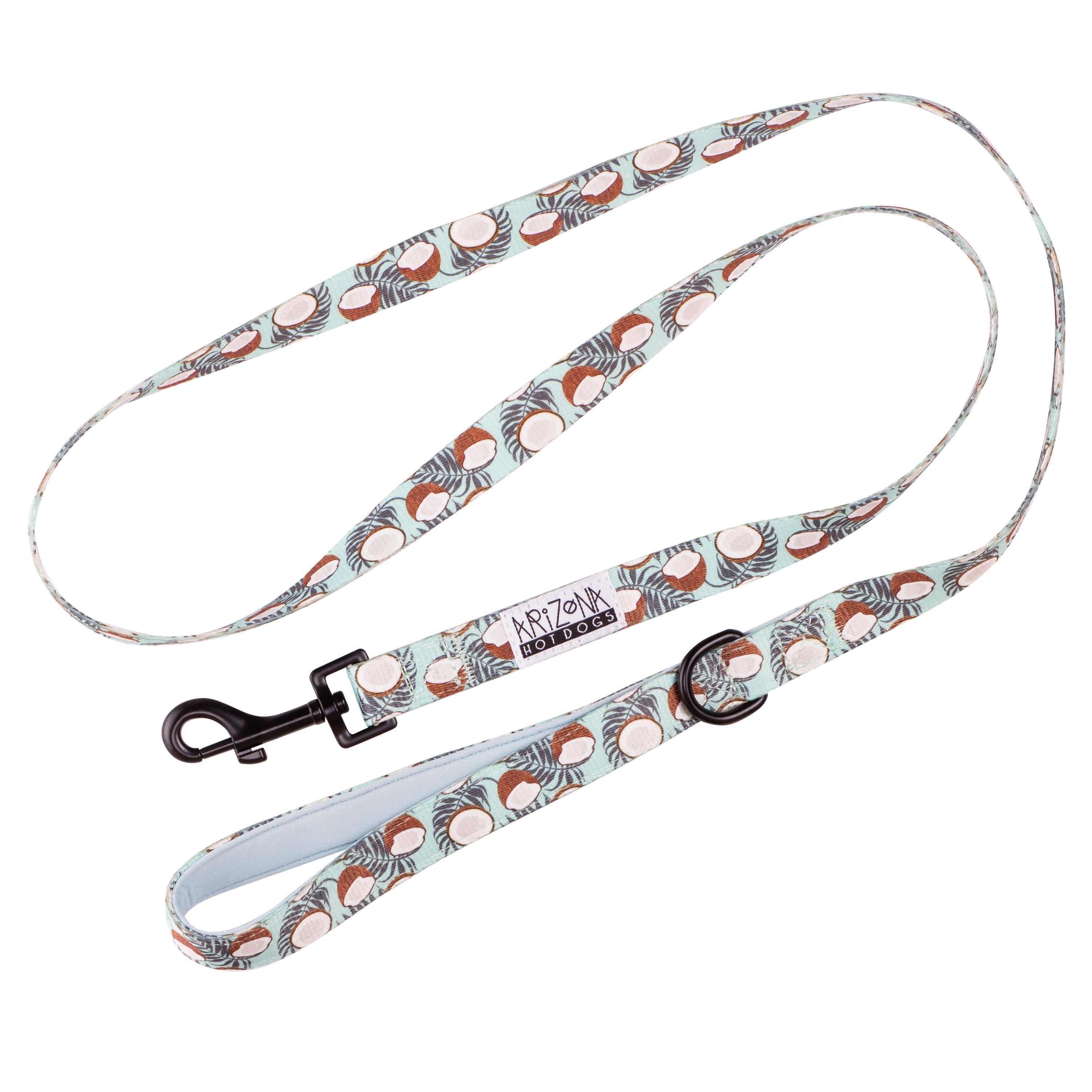 ARIZONA HOT DOGS Hundeleine 1,5m Schlaufe mit Neoprenpolster Coconut Kokosnuss-Muster Hellblau M