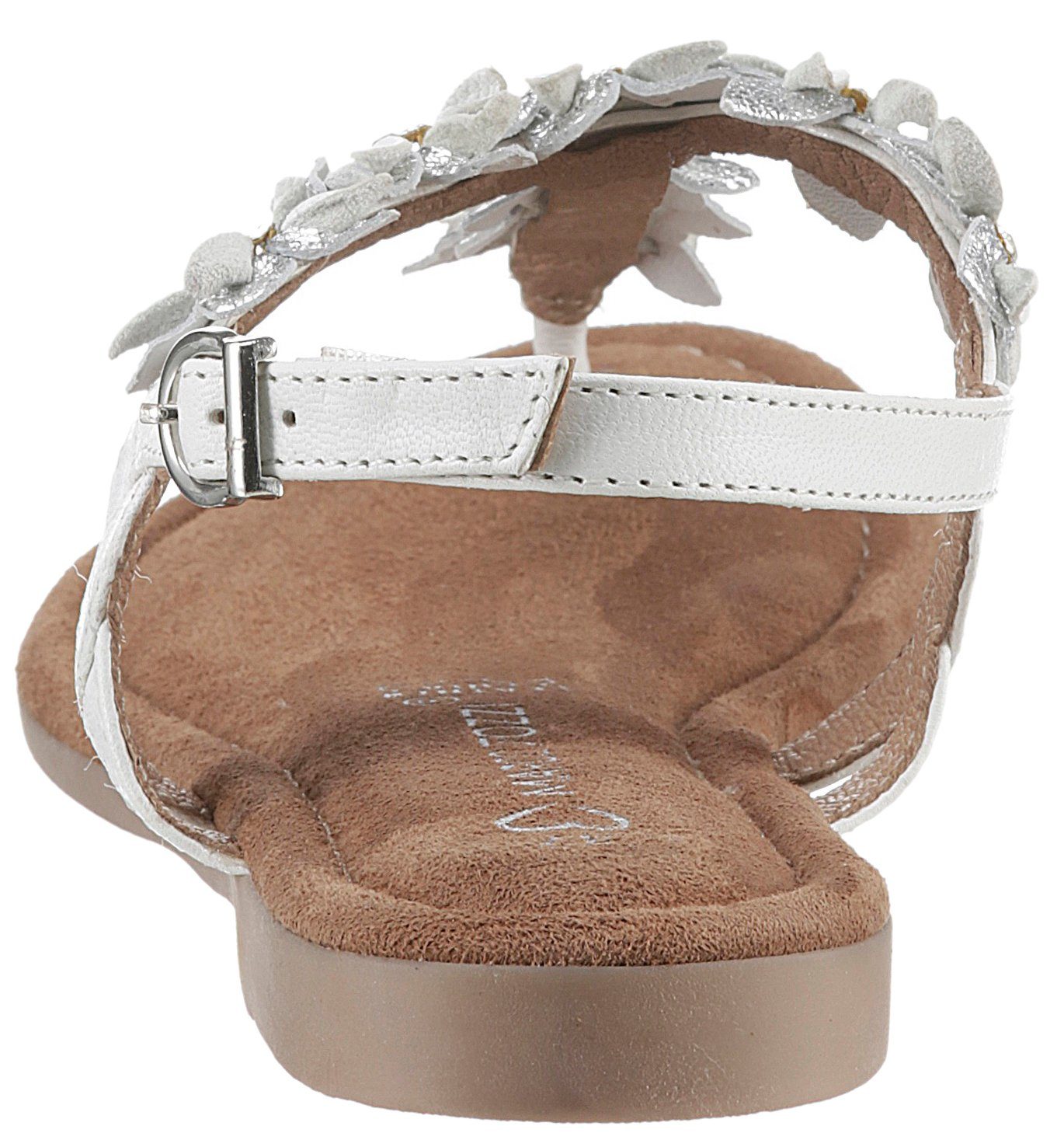 MARCO TOZZI Sandale mit Blütenverzierung weiß-silberfarben aufwendiger