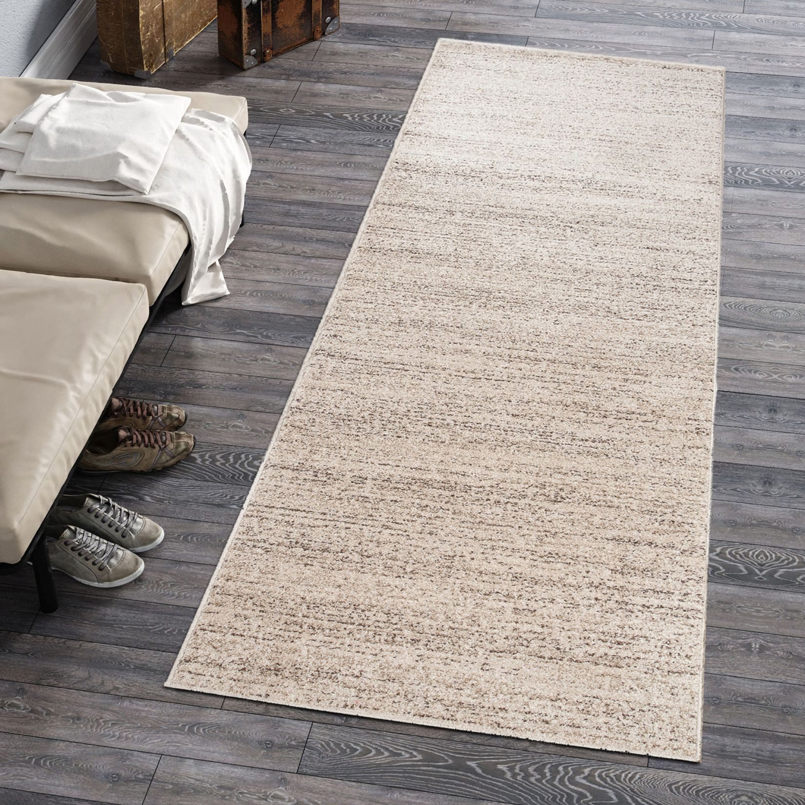 Mazovia Läufer Modern Einfarbig Beige Creme Flur, Schlafzimmer, Diele, Fußbodenheizung – Bild 2 von 5