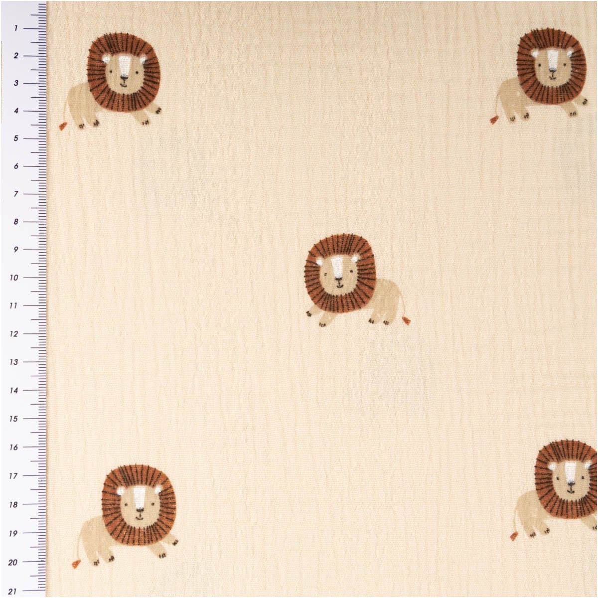 SCHÖNER LEBEN. Stoff Musselin Stoff Meterware Baumwollstoff Löwe beige 150cm, allergikergeeignet,nachhaltig,atmungsaktiv,pflegeleicht – Bild 3 von 5