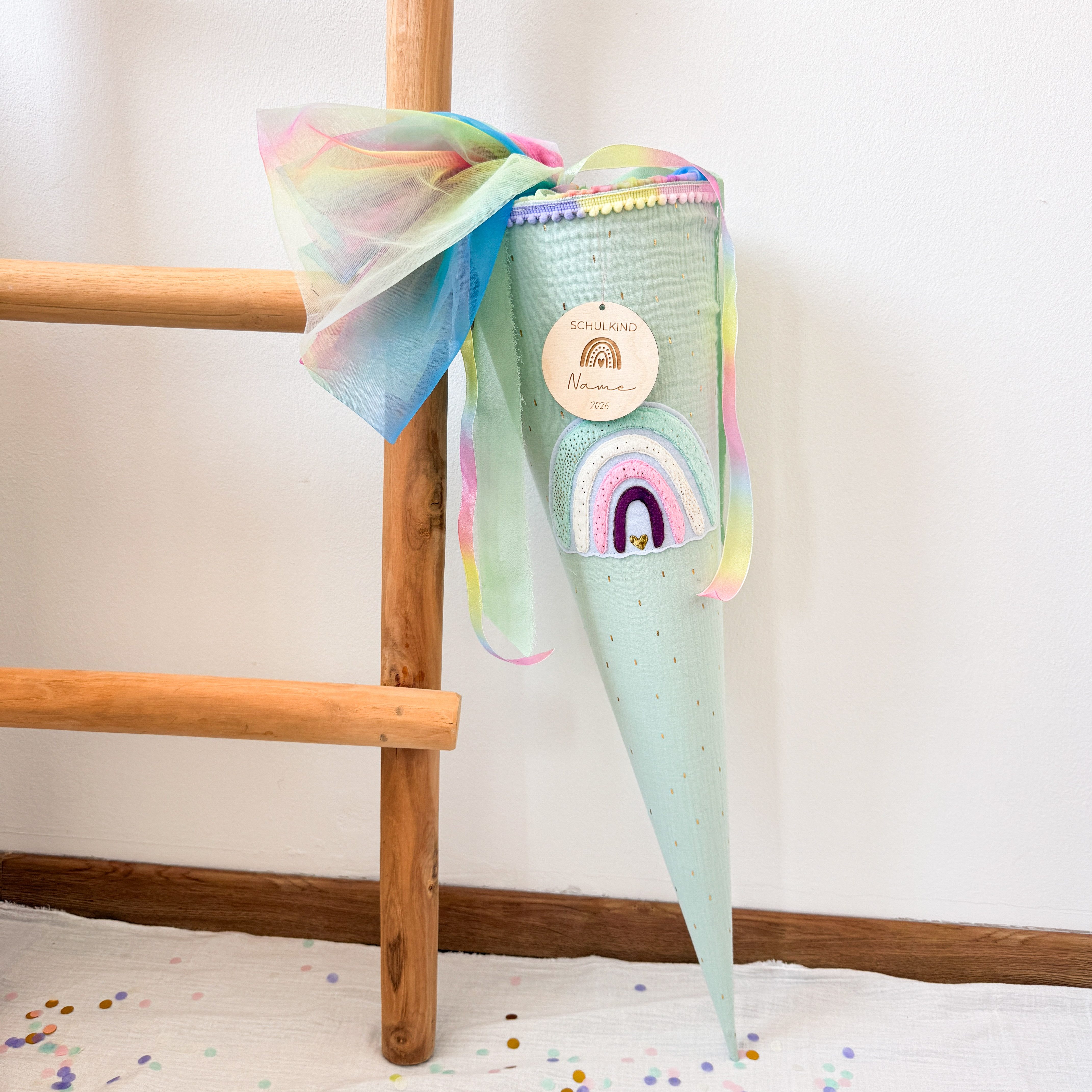 Schultüte SCHULTÜTE ZUCKERTÜTE MINT GLITZER RAINBOW