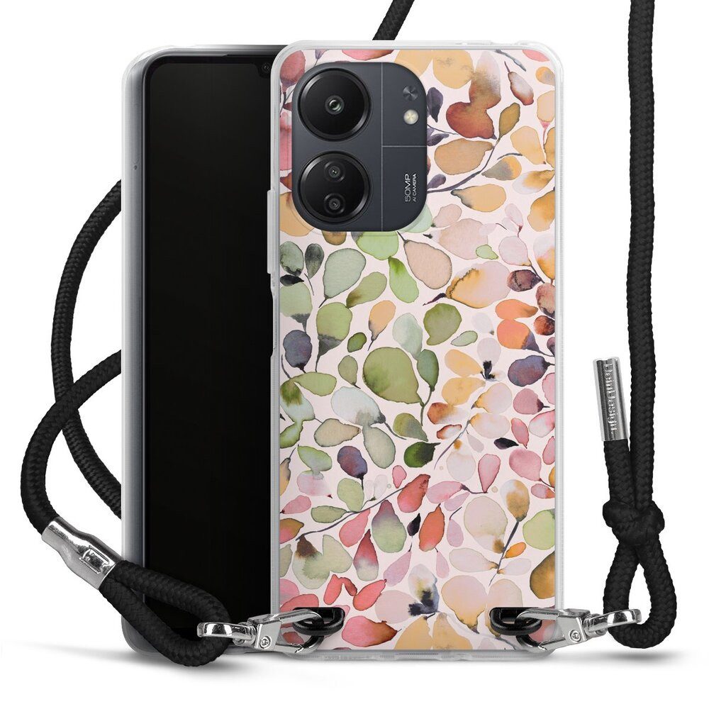 DeinDesign Handyhülle Muster Eukalyptus Pattern Leaffy Nature Countryside Eucalyptus, Xiaomi Redmi 13C 4G Handykette Hülle mit Band Case zum Umhängen
