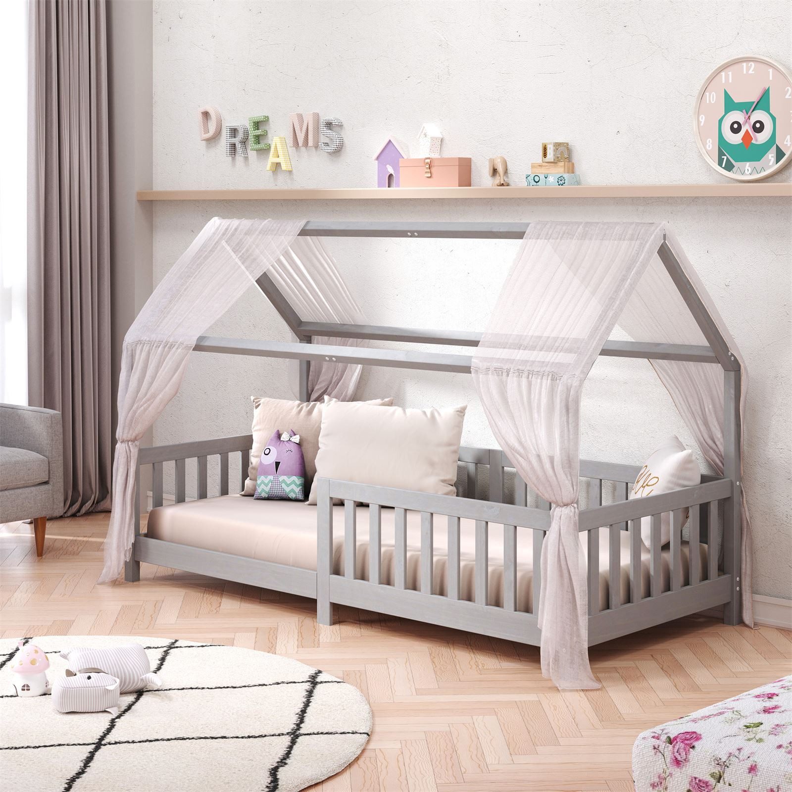 IDIMEX Kinderbett NINA, Hausbett Montessori Bett Kiefer 90 x 200 Tipibett m günstig online kaufen