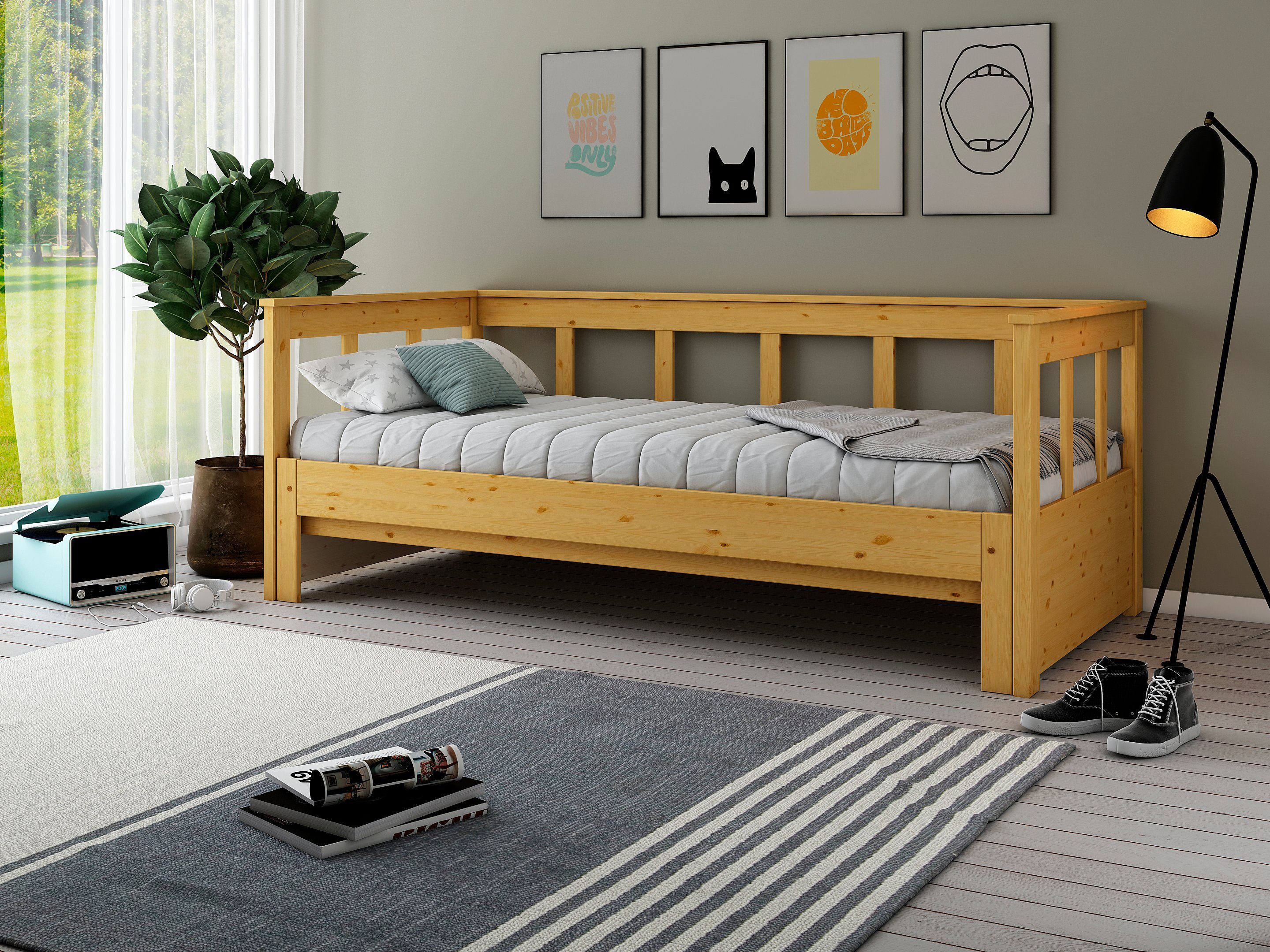 OTTO home Daybett "AIRA" Kinderbett, Gästebett, Skandi- Design, Schublade optional, mit ausziehbarer Liegefläche, ideal fürs Jugend- oder Gästezimmer – Bild 2 von 5