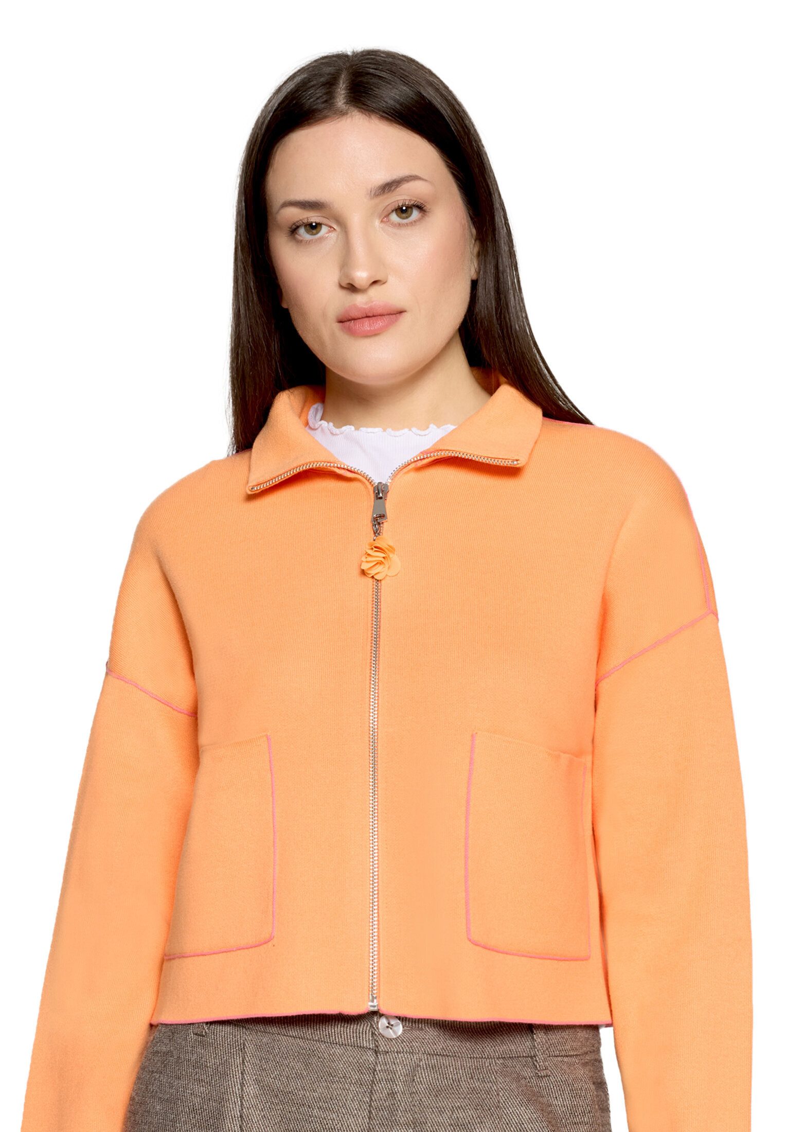 Cartoon Strickjacke Damen mit Stehkragen (1-tlg)