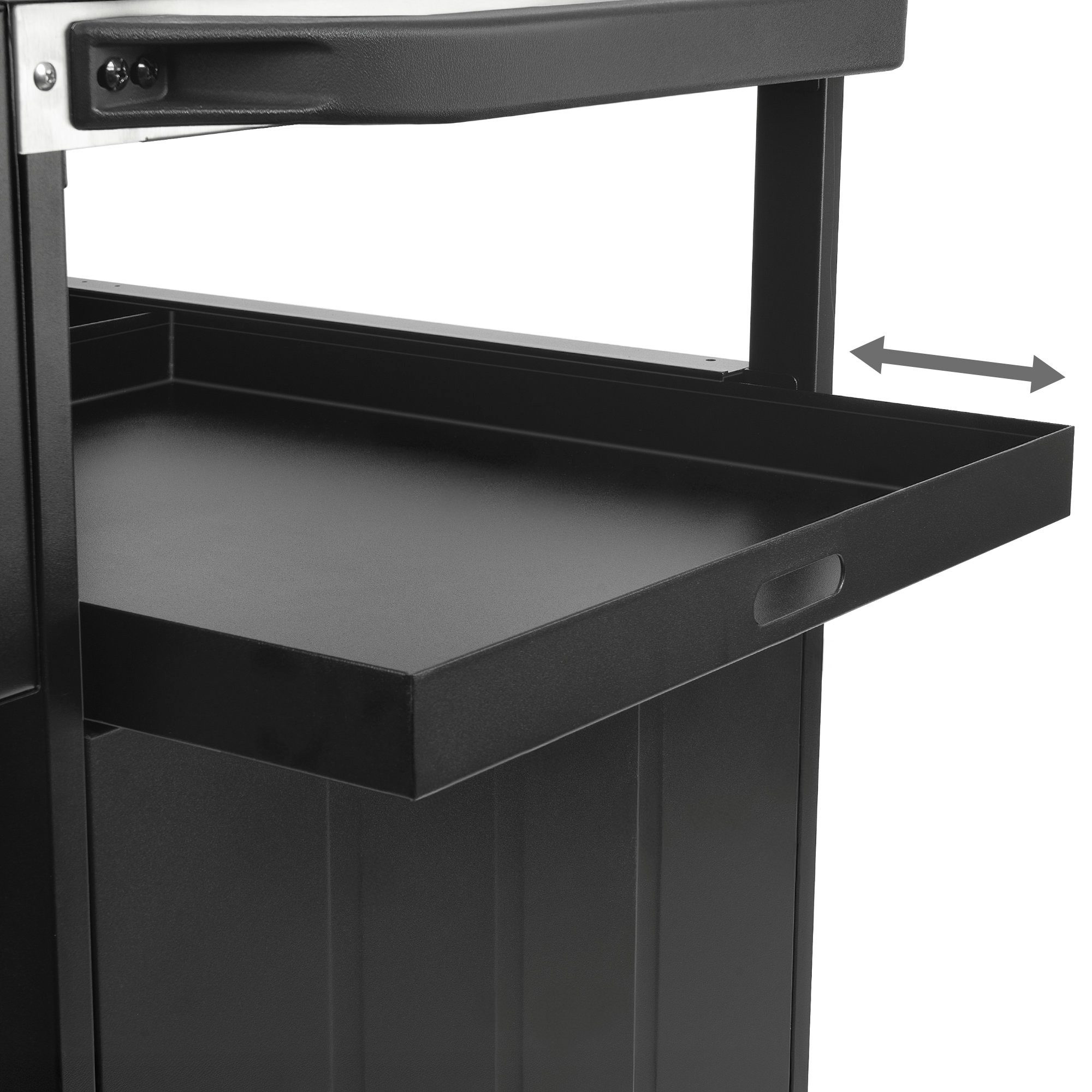 BBQ-Toro Grillablagetisch Grillwagen 100 x 73 x 91 cm, Schwarz, Grilltisch, Beistelltisch – Bild 4 von 5