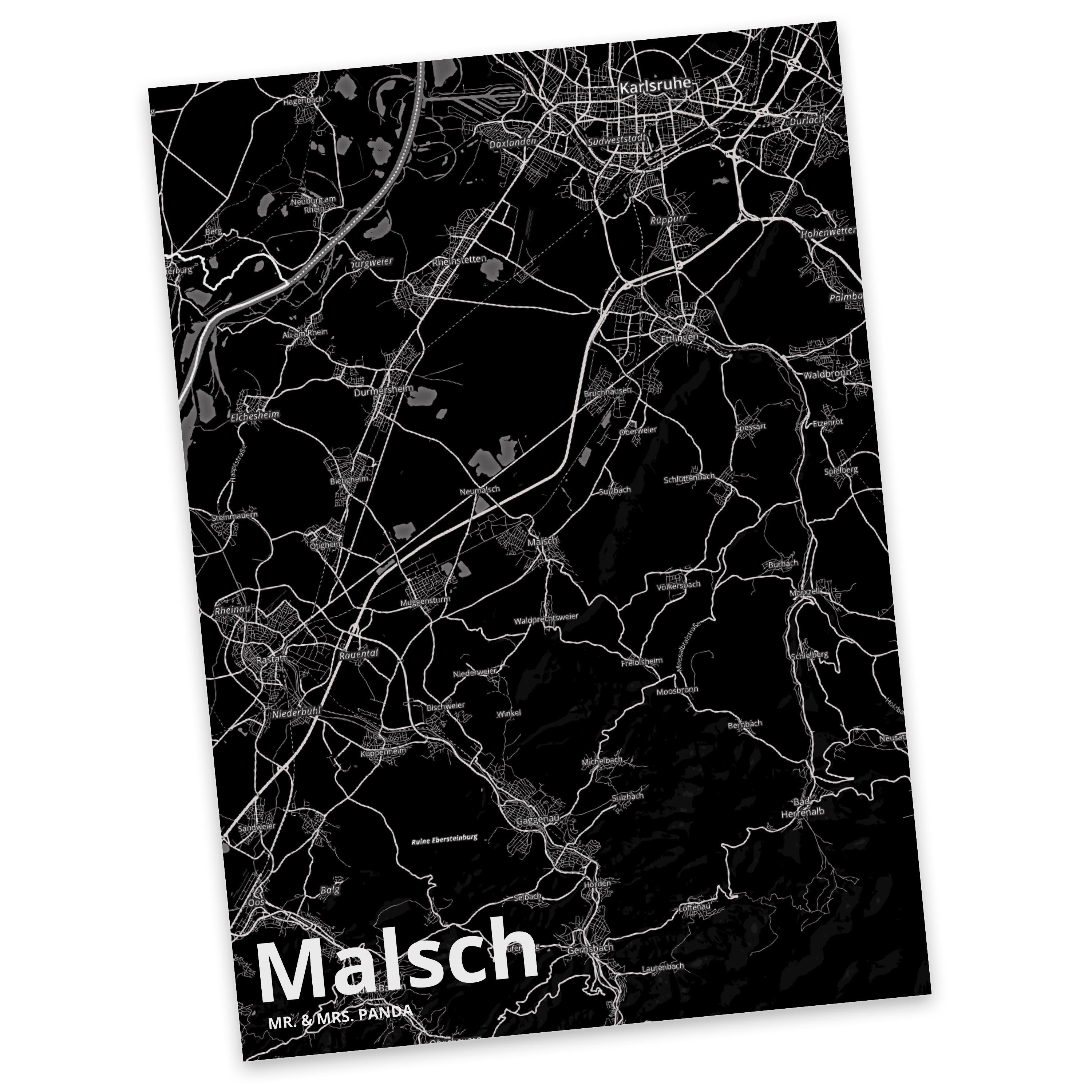 Panda Ansichtskarte, - Dorf Karte Stad Malsch Landkarte Geschenk, Map & Postkarte Stadt Mrs. Mr.