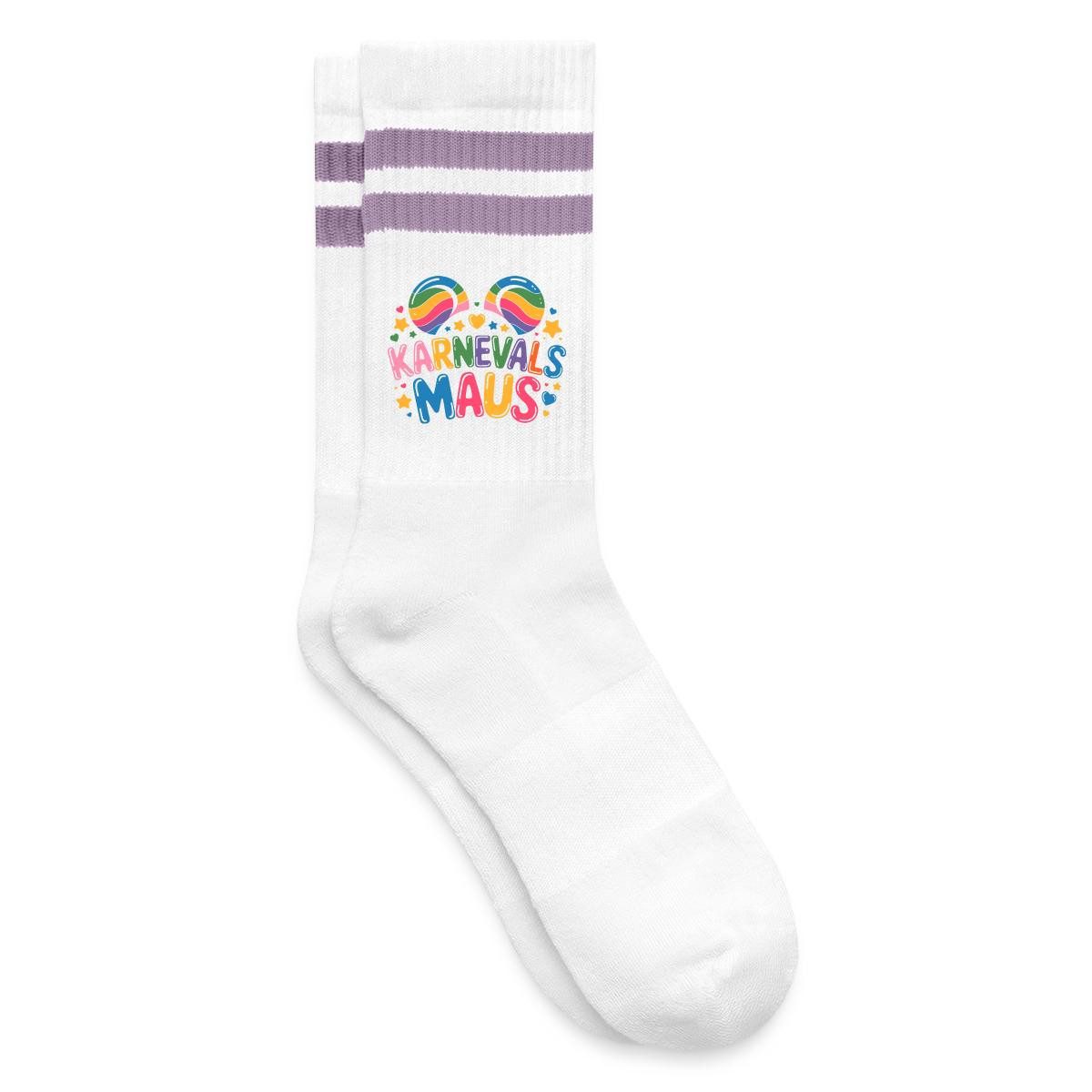 Spreadshirt Socken Karnevalsmaus, Karneval Design Gestreifte Tennissocken (1-Paar)