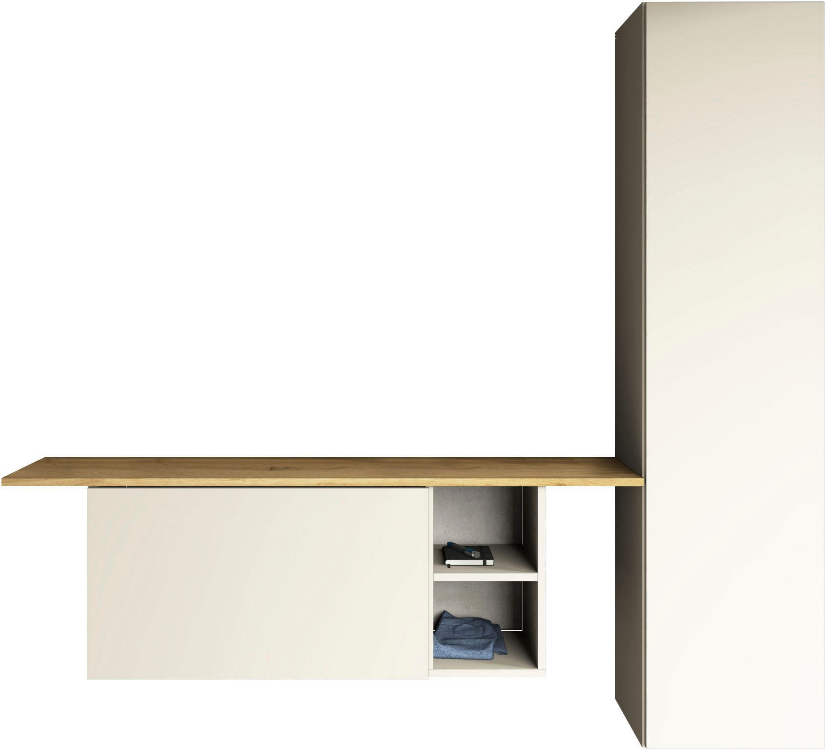 borchardt Möbel Garderoben-Set Toledo, moderne hängende Garderobe, Schminktisch mit Regalfächern, (Spar-Set), 152x140cm (BxH), viel Stauraum, viele Regalböden, modern, hängend