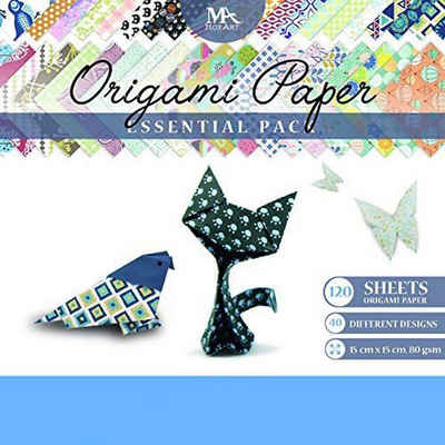 MozArt Supplies Feinpapier Origami Papier Set Origamipapier Faltblätter Faltpapier, 120 Blatt 40 Muster 15 x 15 cm