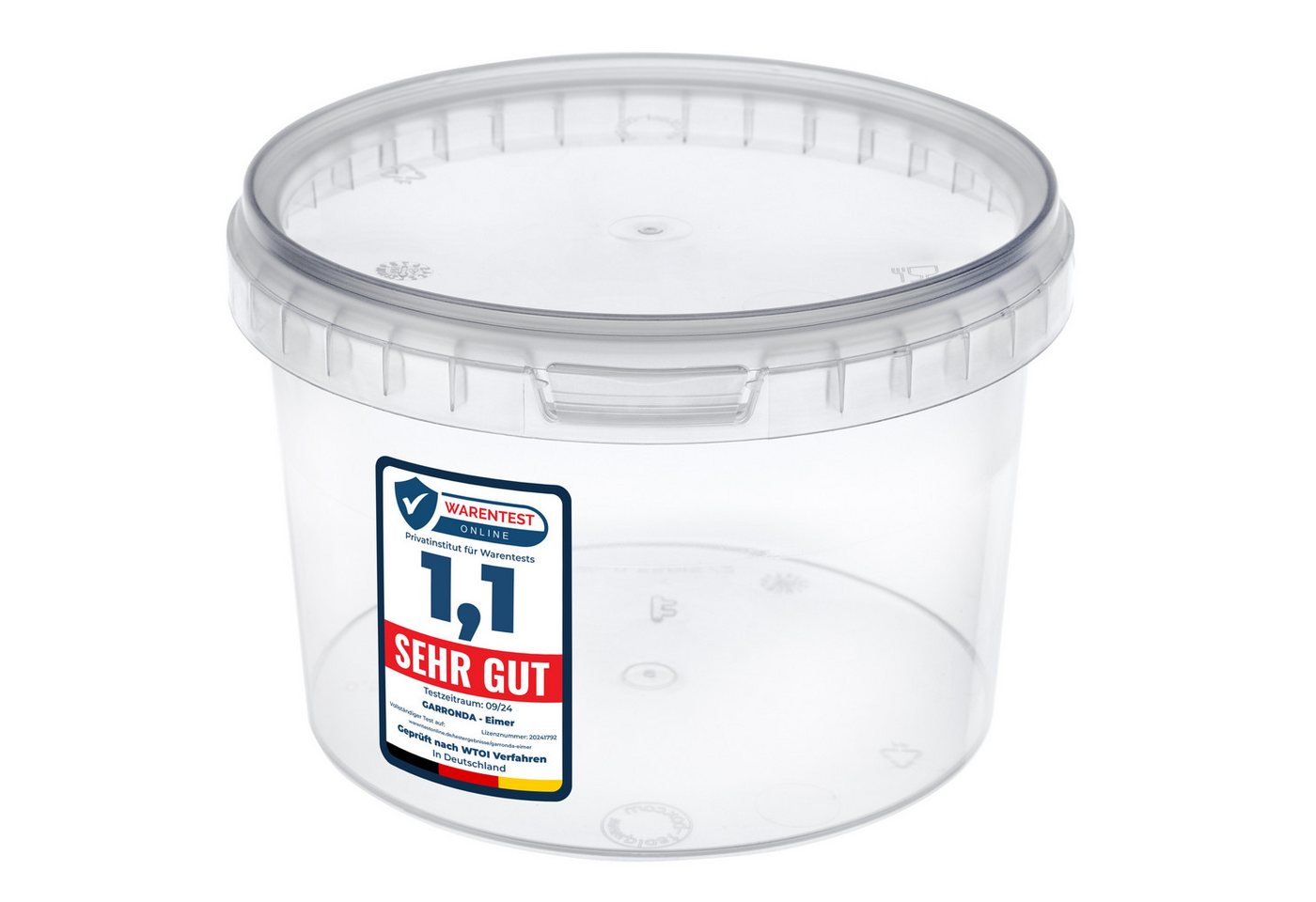 Thumbnail - Garronda Putzeimer Eimer mit Deckel Transparent GD-0072, (1-tlg), für Lebensmittel und Chemikalien