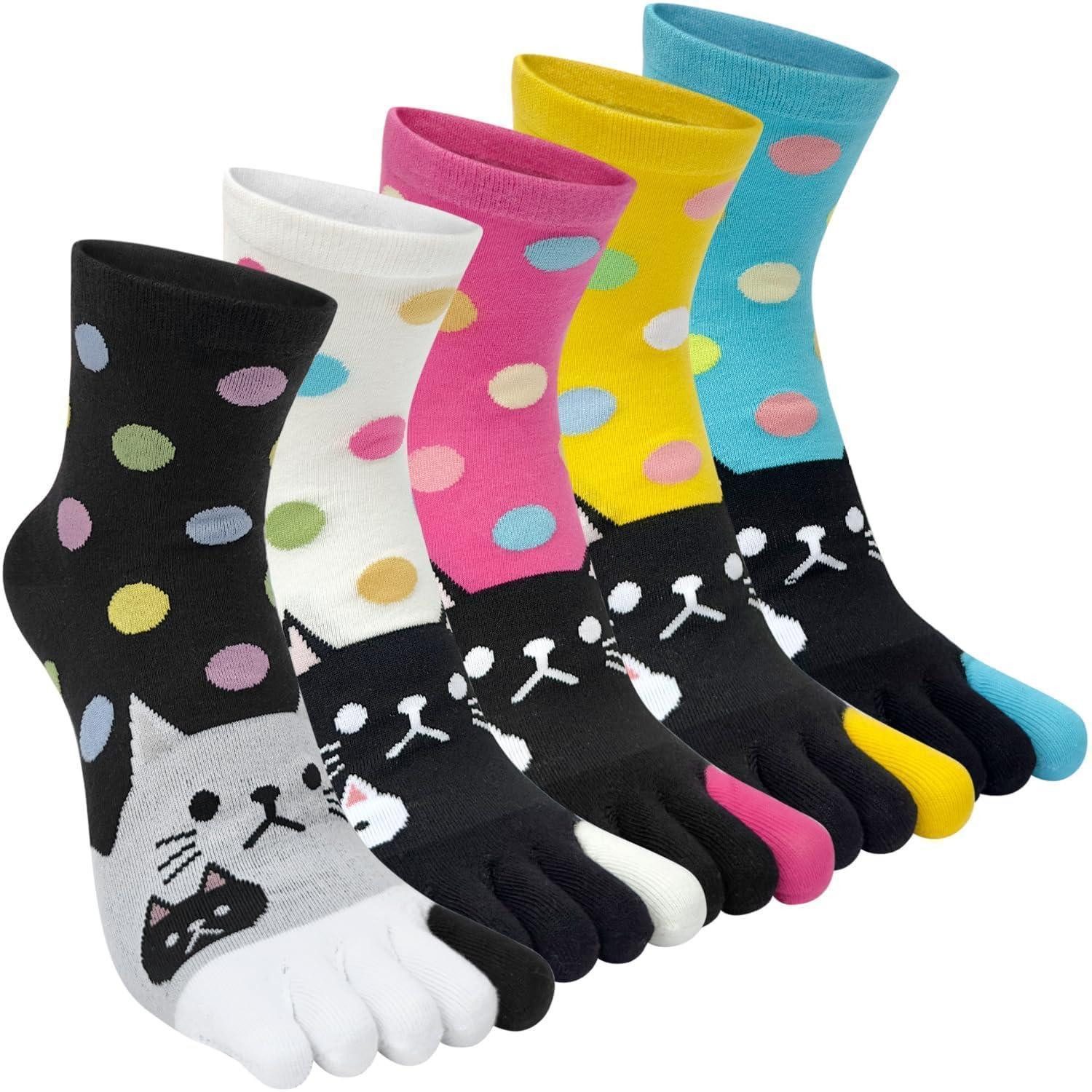 LuxusKollektion Zehensocken Zehensocken Damen Baumwolle 5 Finger Mulde Muster 35-40