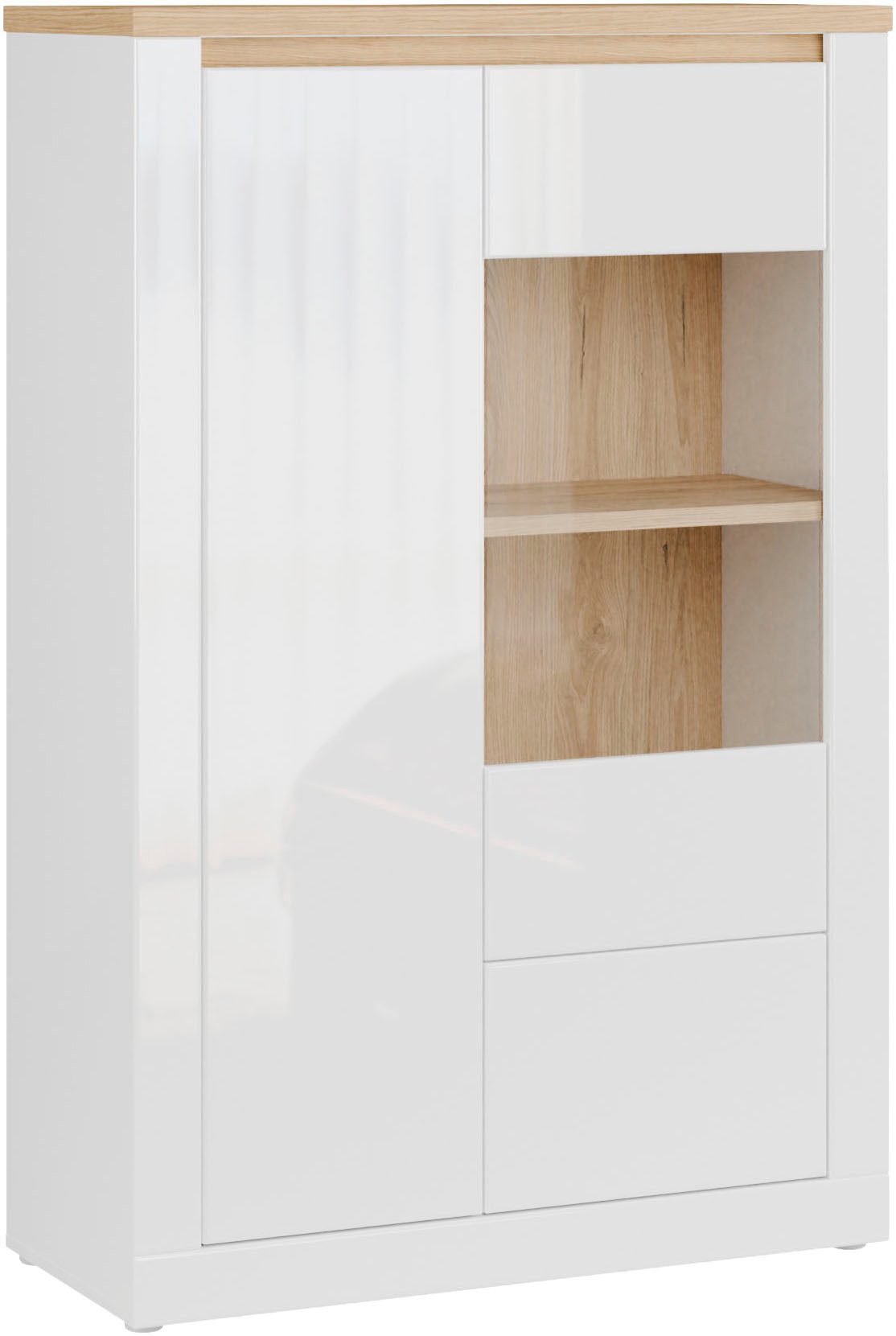 FORTE Highboard Highboard 1T/1SK/1GT, B/H/T 96,4/147,4/41,6 cm, Front glänzend, Glas