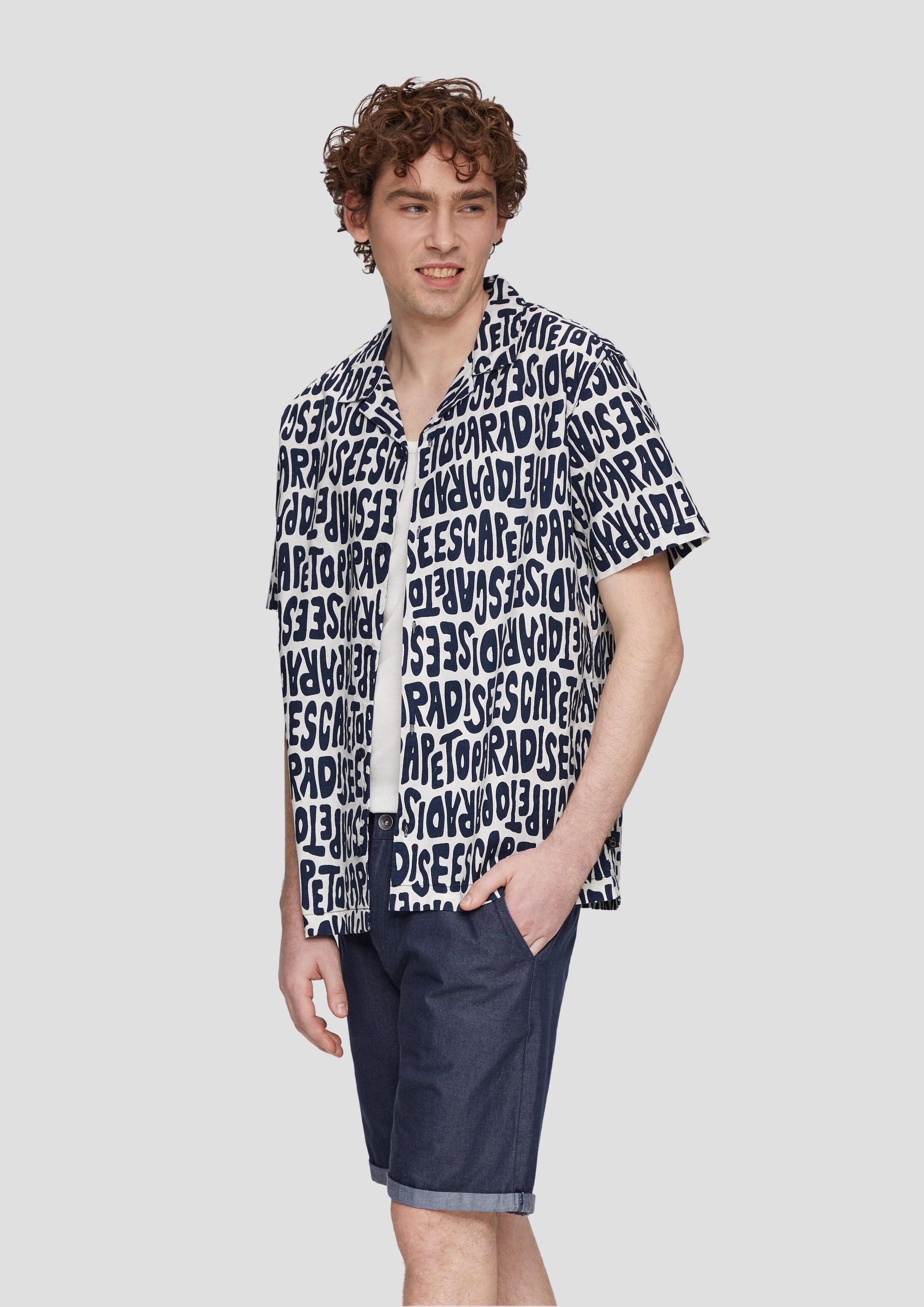 QS Kurzarmhemd Hemd Kurzarmhemd mit All-over-Print