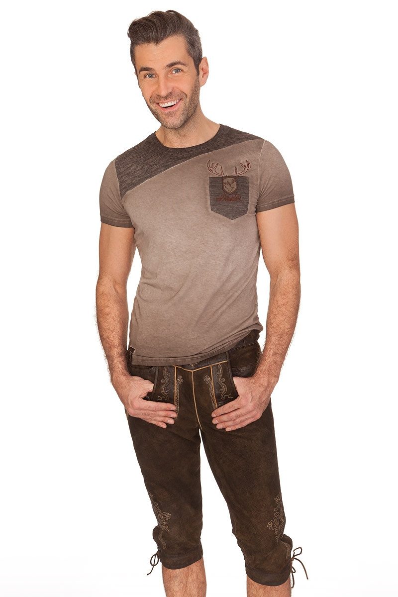MarJo Trachtenlederhose Kniebundlederhose - SCHORSCHI - dunkelbraun