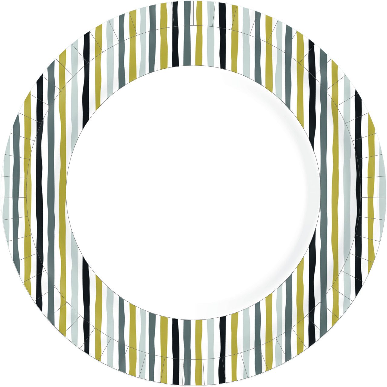 Duni Einweggeschirr-Set Duni Pappteller weiß Stripes schwarz gold Ø 22 cm, PP