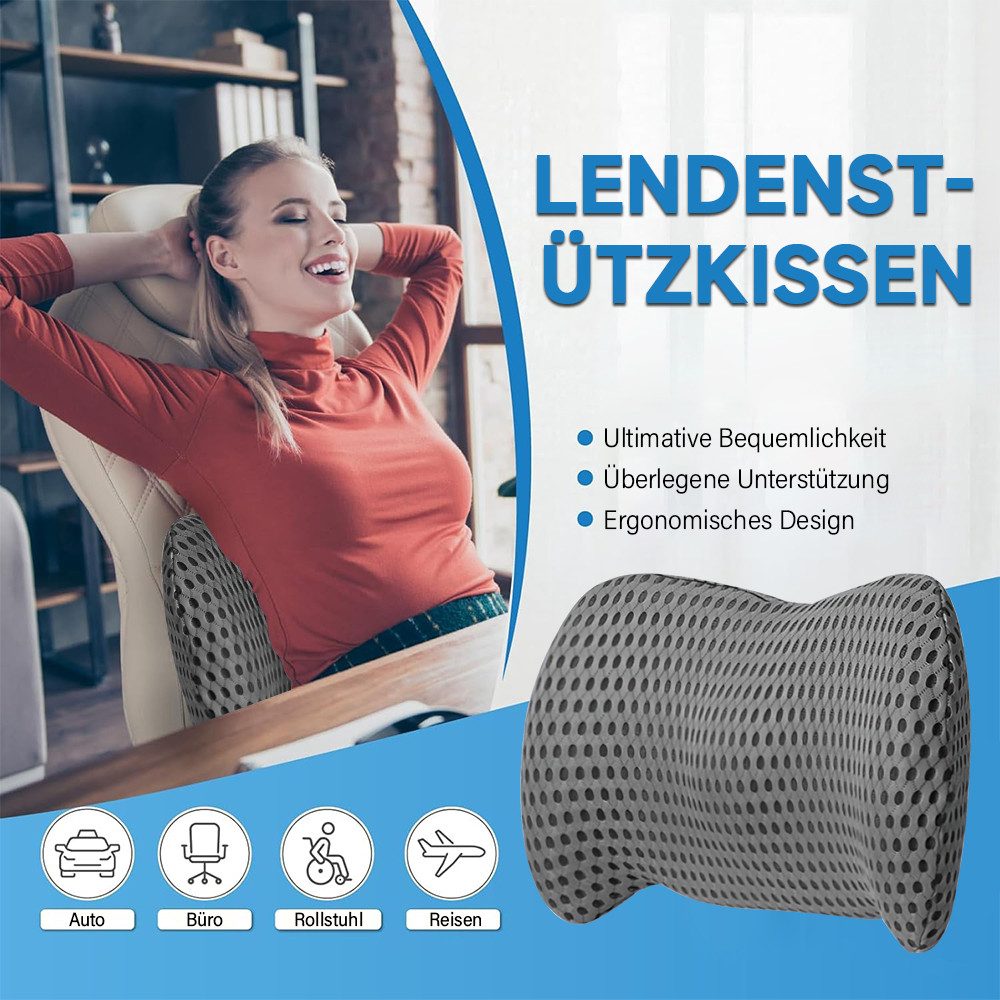 MOPUEA Rückenkissen RückenKissen aus Memory Foam Auto-Lendenkissen 48*32*13cm, 1-tlg., Abnehmbarer Bezug, maschinenwaschbar und pflegeleicht, Rutschfeste und atmungsaktive Rückseite für sicheren Halt