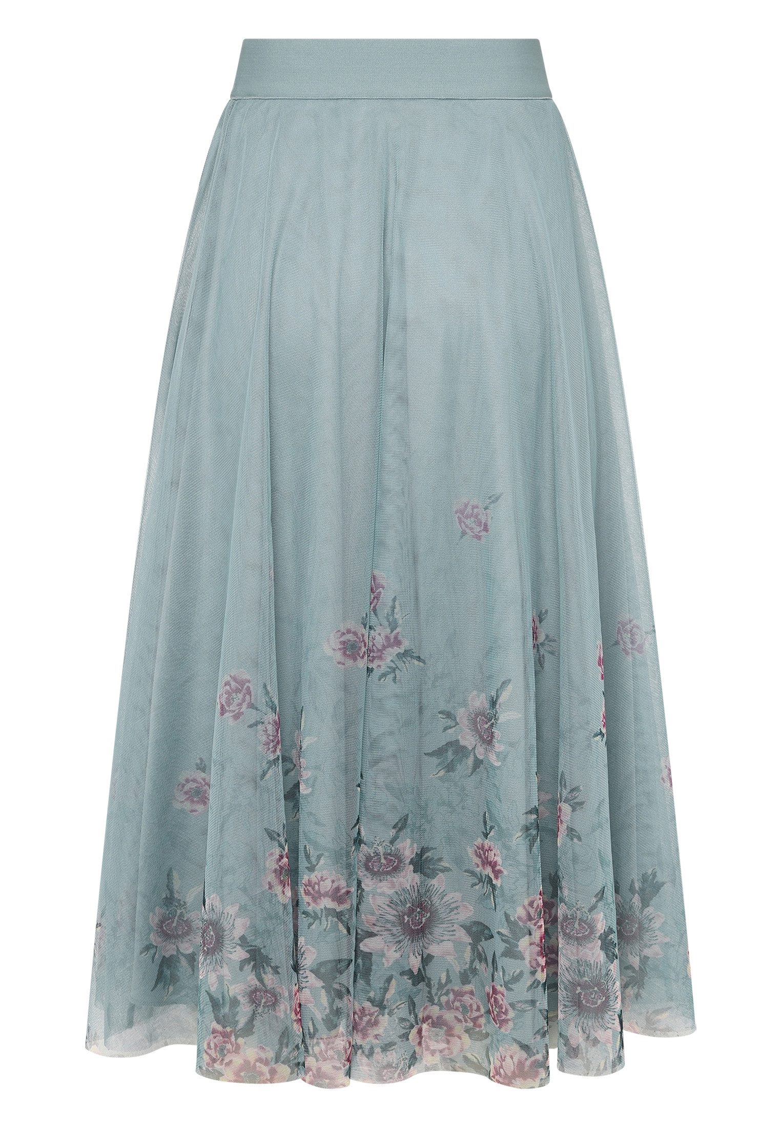 Zero Midirock Damen mit Blumen Falten