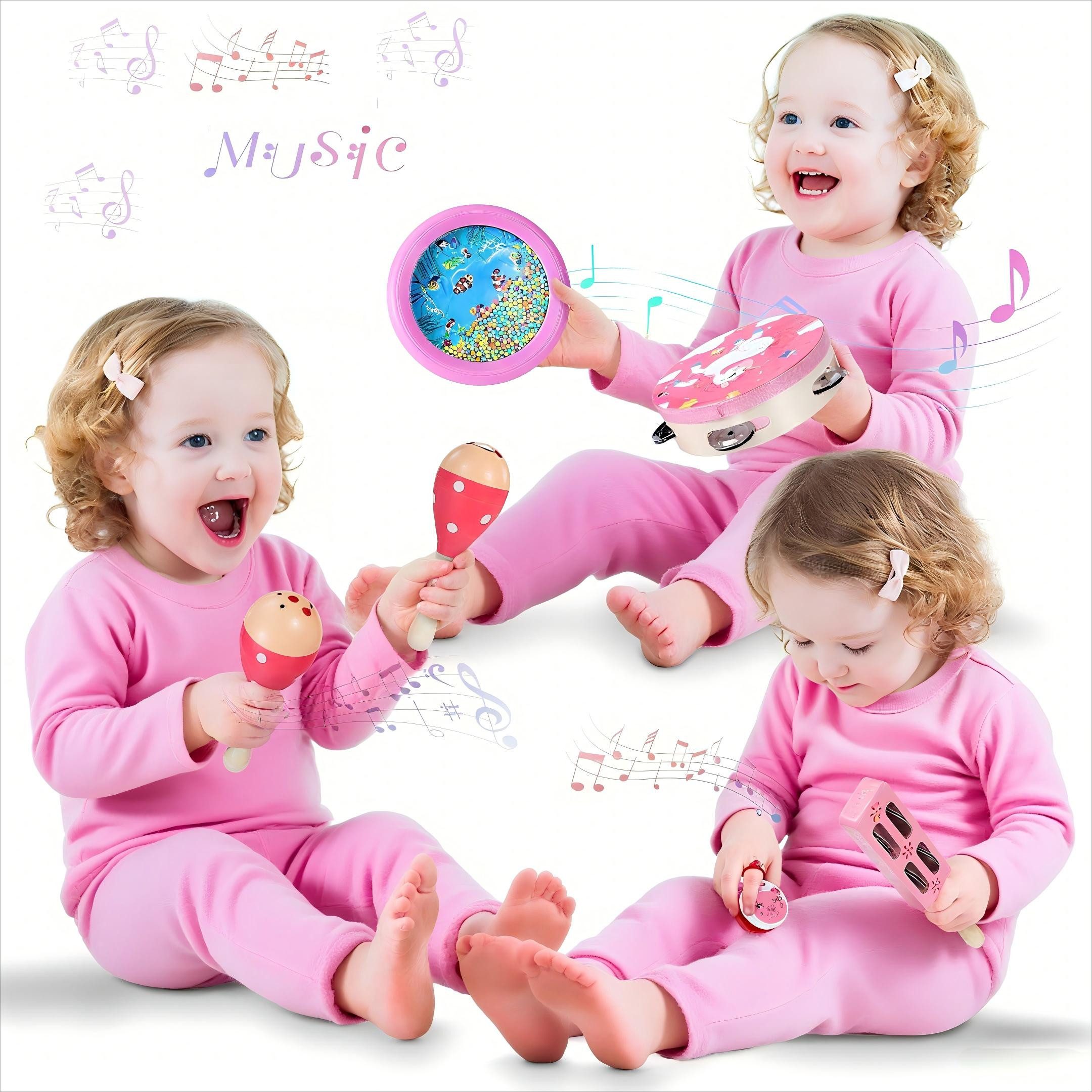 POPOLIC Spielzeug-Musikinstrument 25-teilige Rosa Musikinstrumente Set günstig online kaufen
