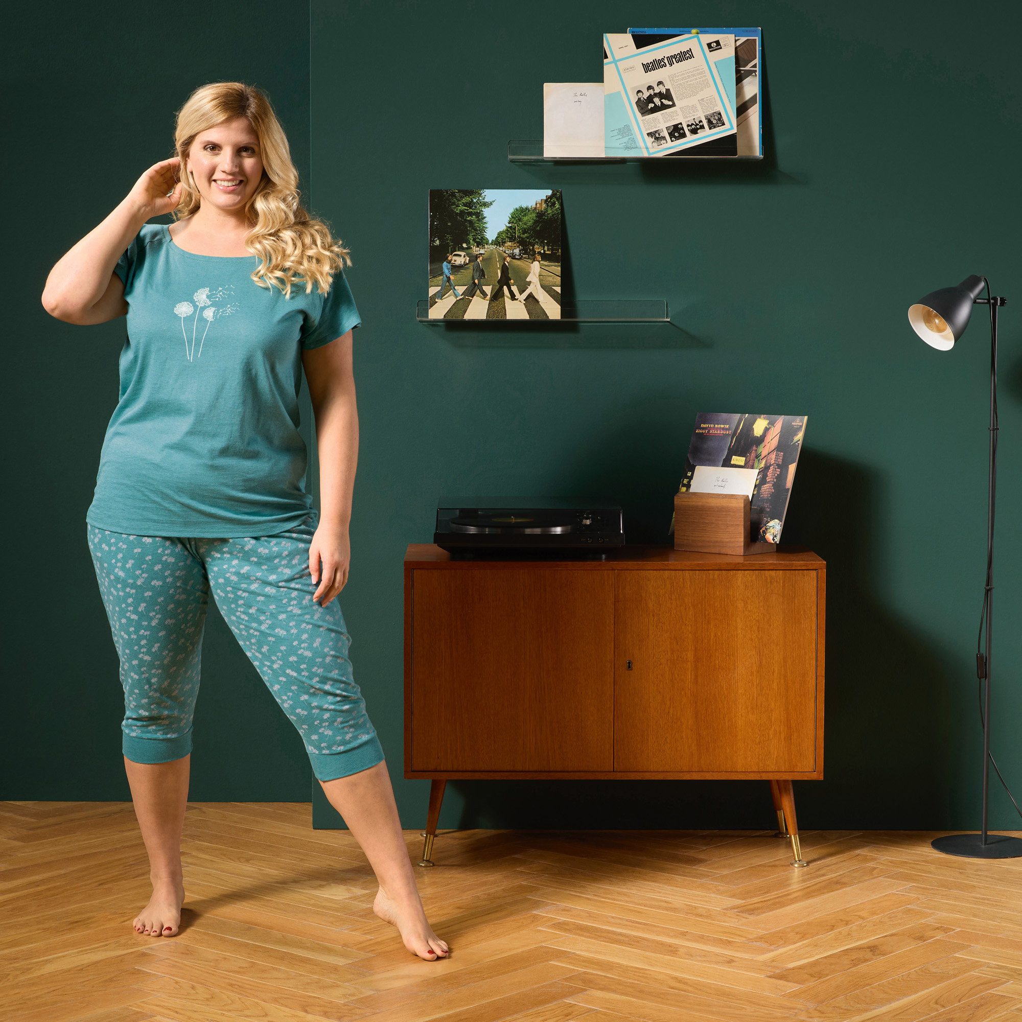 REDBEST Pyjama Damen-Schlafanzug Single-Jersey Blumen günstig online kaufen