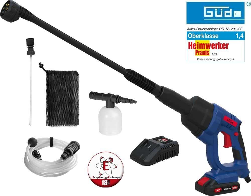 Güde Akku-Bohrmaschine GÜDE Akku Druckreiniger DR 18-201-23 mit Akku + Ladegerät 18V E³ Akkus