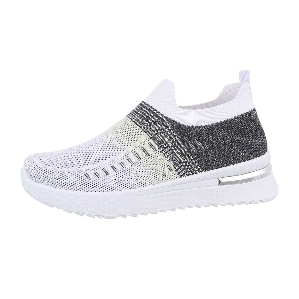 Ital-Design Damen Low-Top Freizeit Sneaker (85960441) Keilabsatz/Wedge Sneakers Low in Weiß