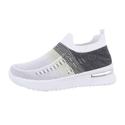 Ital-Design Damen Low-Top Freizeit Sneaker (85960440) Keilabsatz/Wedge Sneakers Low in Weiß