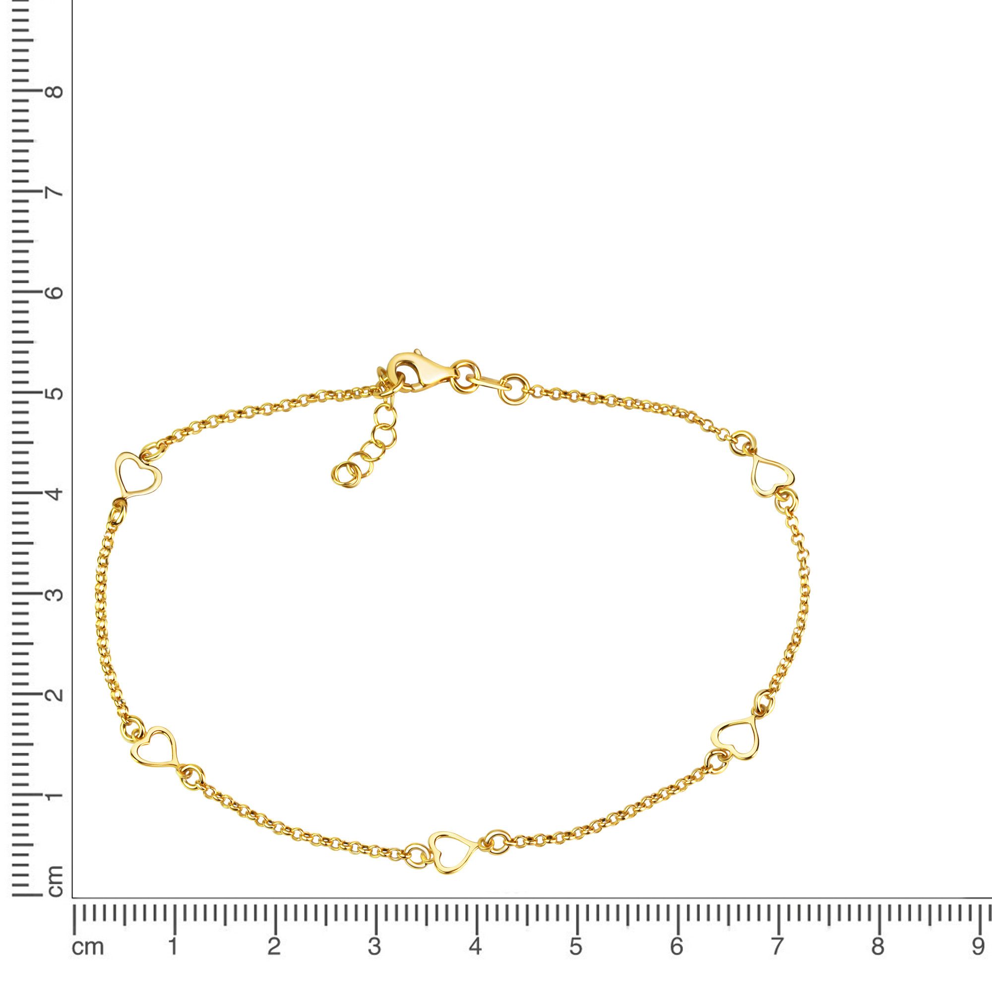 Vivance Fußkette 925/- Sterling Silber vergoldet Herzen