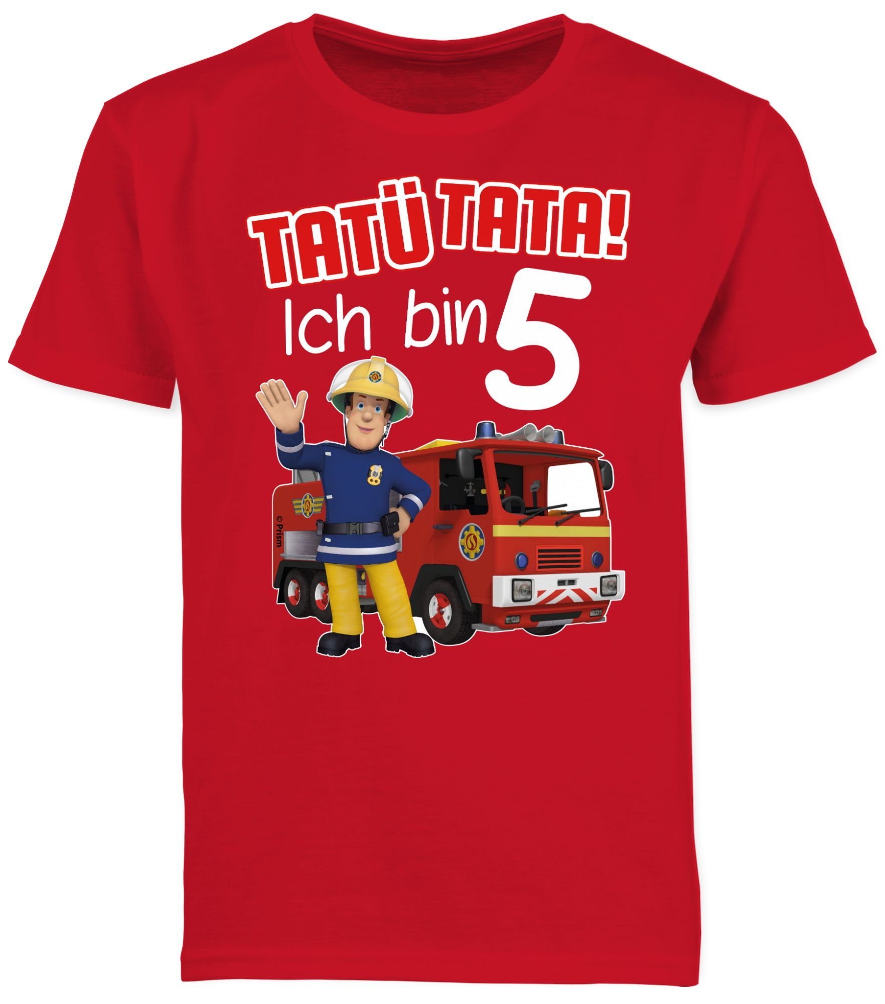 Shirtracer T-Shirt Sam - Ich Tata! 01 Tatü bin rot Jungen Feuerwehrmann 5 Rot