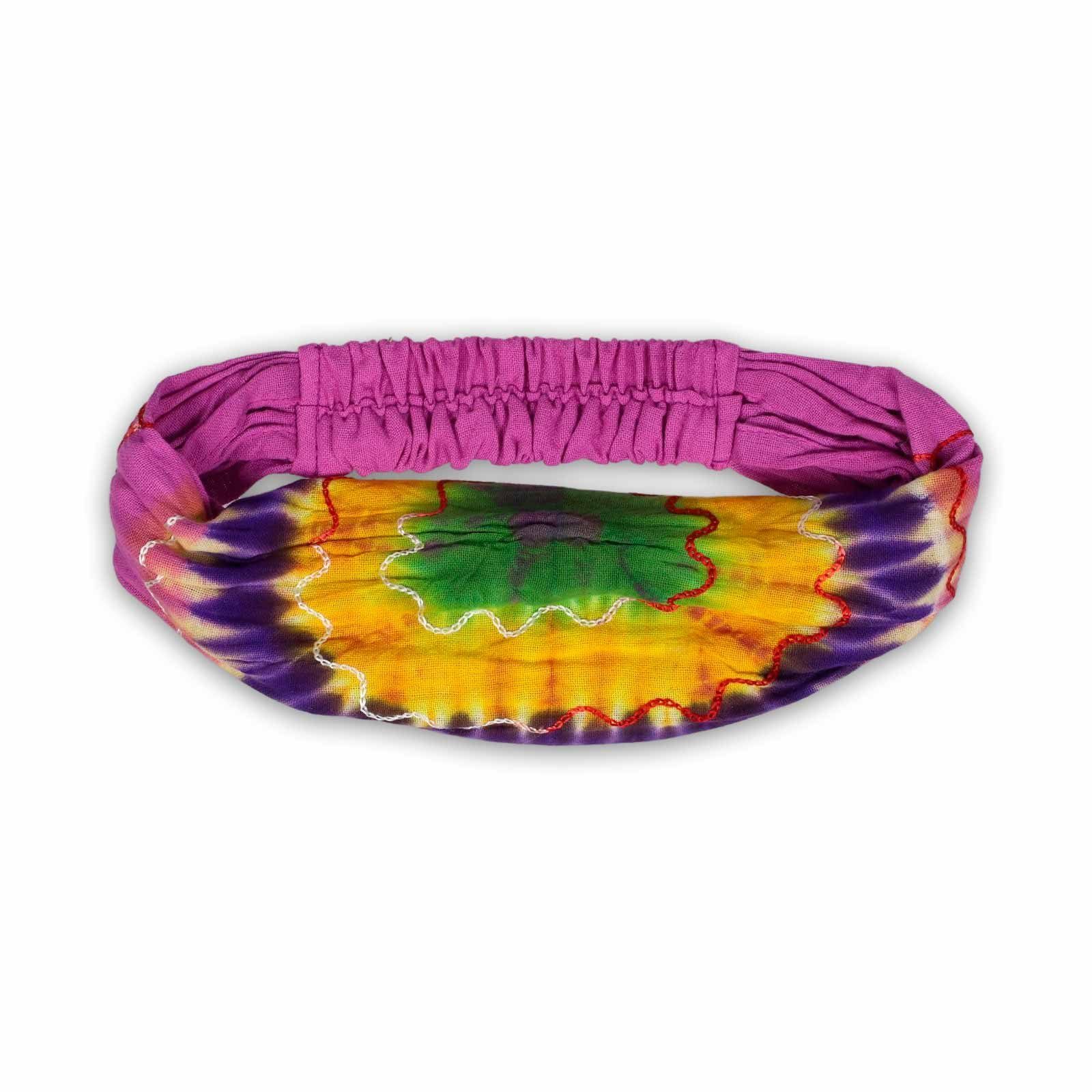 Stirnband Batik MAGIE elastisches Stirnband Yoga Kopftuch KUNST Kopfband Goa UND Pink