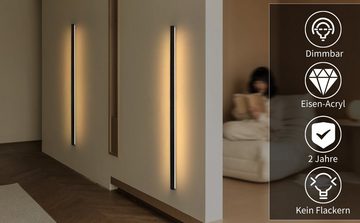Nettlife LED Wandleuchte innen Wandlampe mit Fernbedienung Dimmbar Linear 15W Flur Wohnzimmer, LED fest integriert, 100cm/IP20