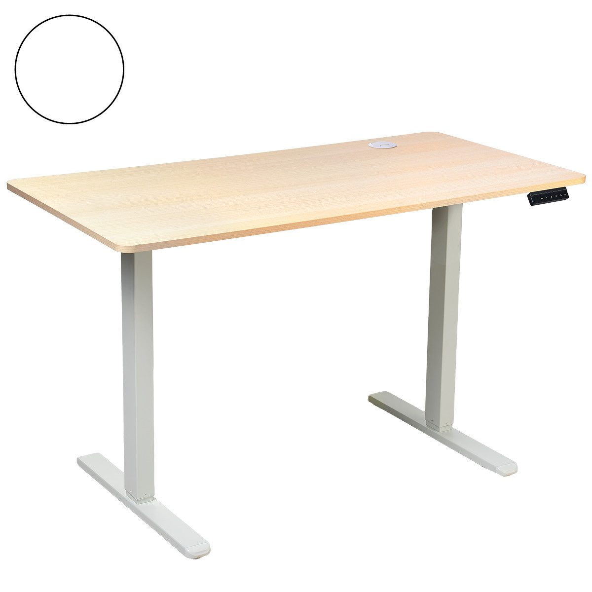 AMBINESS Schreibtisch Höhenverstellbar FlexxPro, 6 Varianten, Durchgehende Arbeitsplatte (Höhenverstellung von 72-119 cm, Inkl. LED-Bedienfeld & Kabeldurchführung), elektrisch stufenlos & ergonomisch