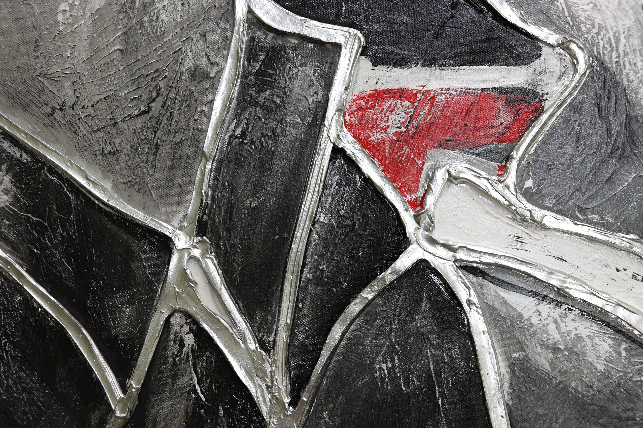 Gemälde YS-Art Gans II, Bild Tiere Handgemalt Glasmalerei Schwarz Tiere, Rot Leinwand