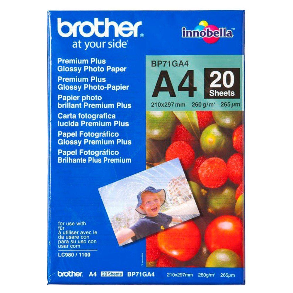 Brother Druckerpapier brother Fotopapier BP71GA4 DIN A4 glänzend 260 g/qm 20 Blatt
