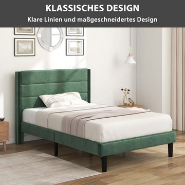 BlingBin Polsterbett Bettgestell mit Lattenrost & Kopfteil 90/140 x 200 cm (1er Set, 1-tlg., Bett ohne Matratze), Einzelbett/Doppelbett Ohne Matratze