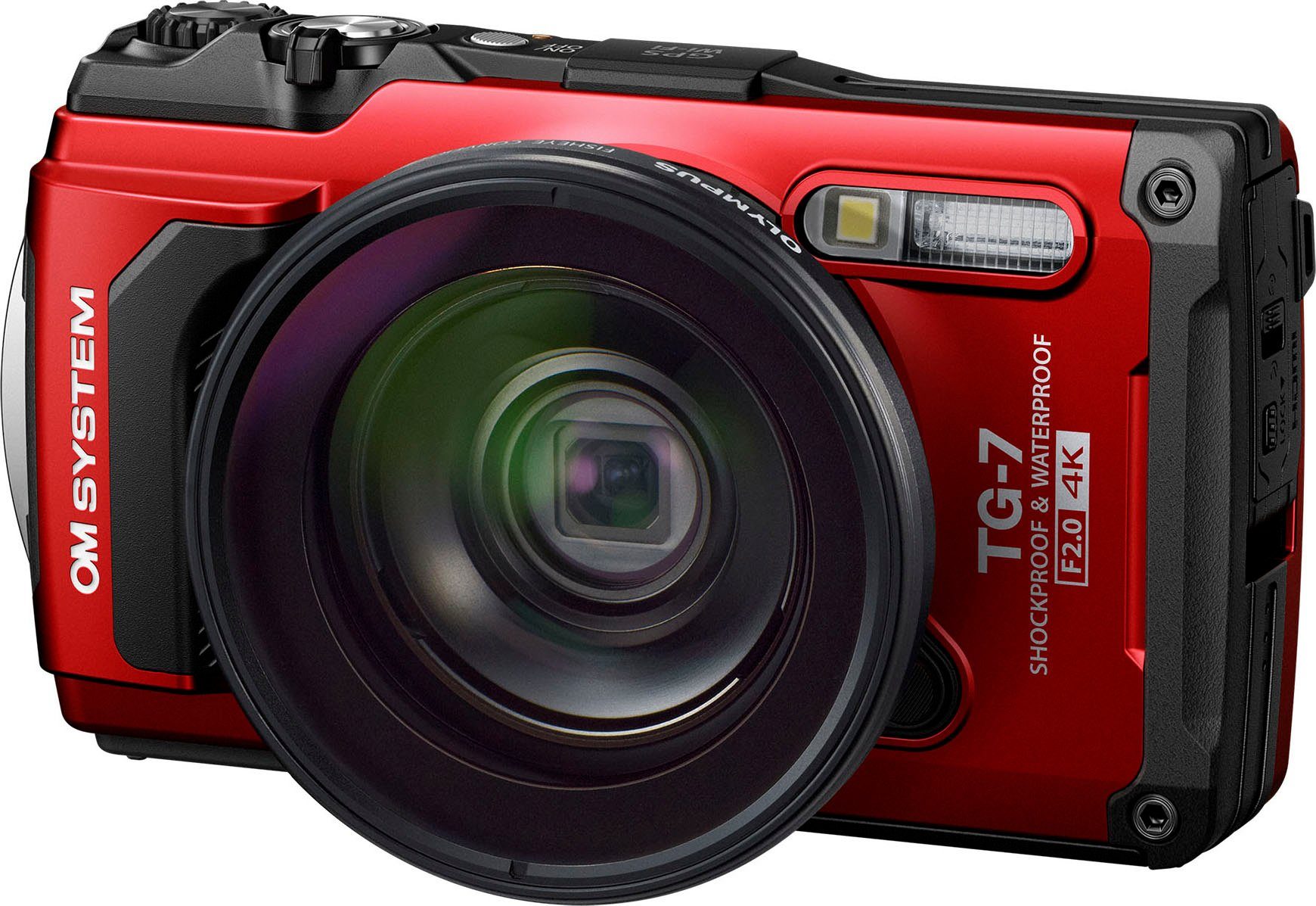 Olympus Tough TG-7 Kompaktkamera (12 MP, 4x opt. Zoom, Bluetooth, WLAN (Wi-Fi) rot